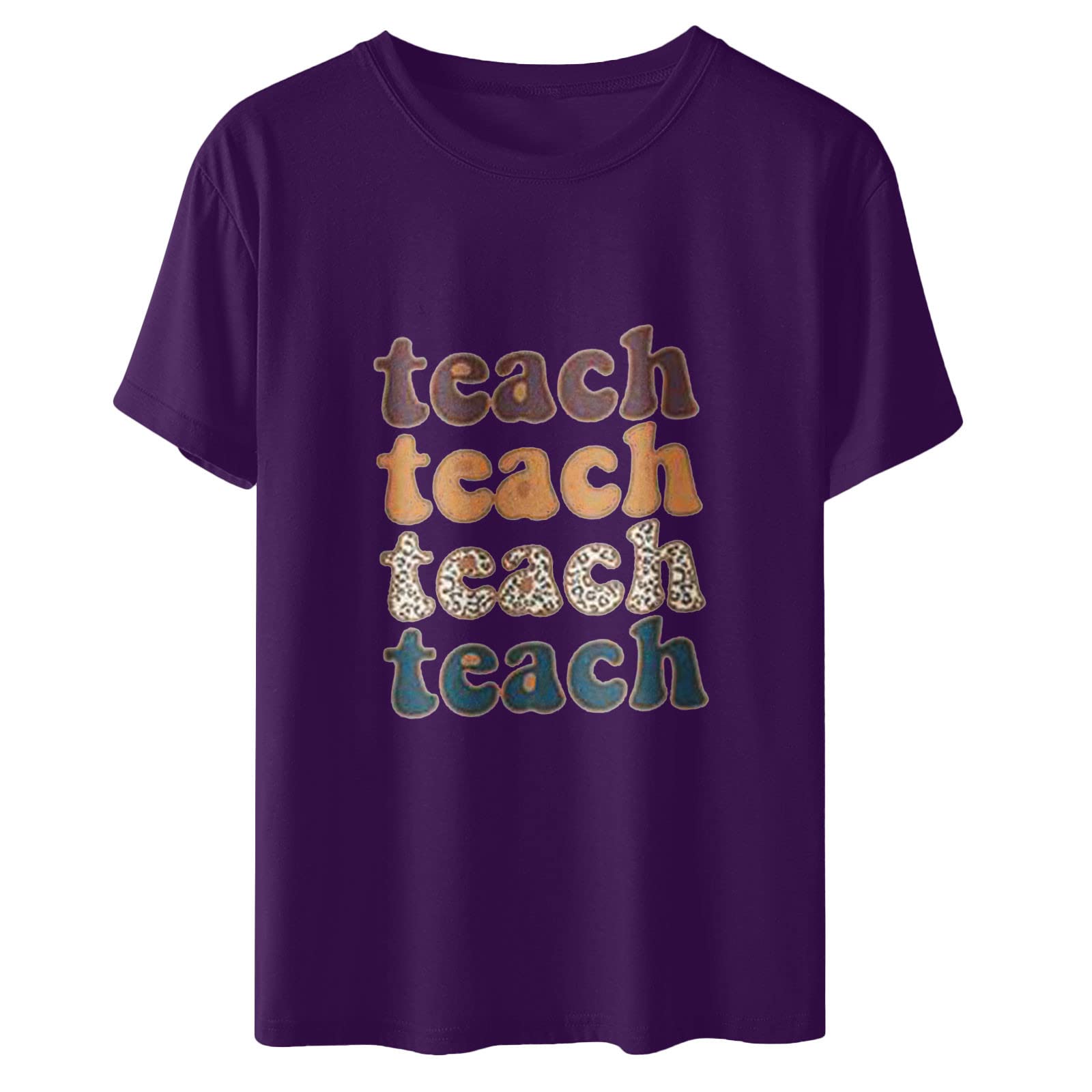 Funny Teacher's Day Printed Women's Loose Casual Pullover Shirt - Round Neck Short Sleeve Top - Perfect Gift for Teachers, Educators & Professors - Great for Classroom, School Events & Teacher Appreciation Day