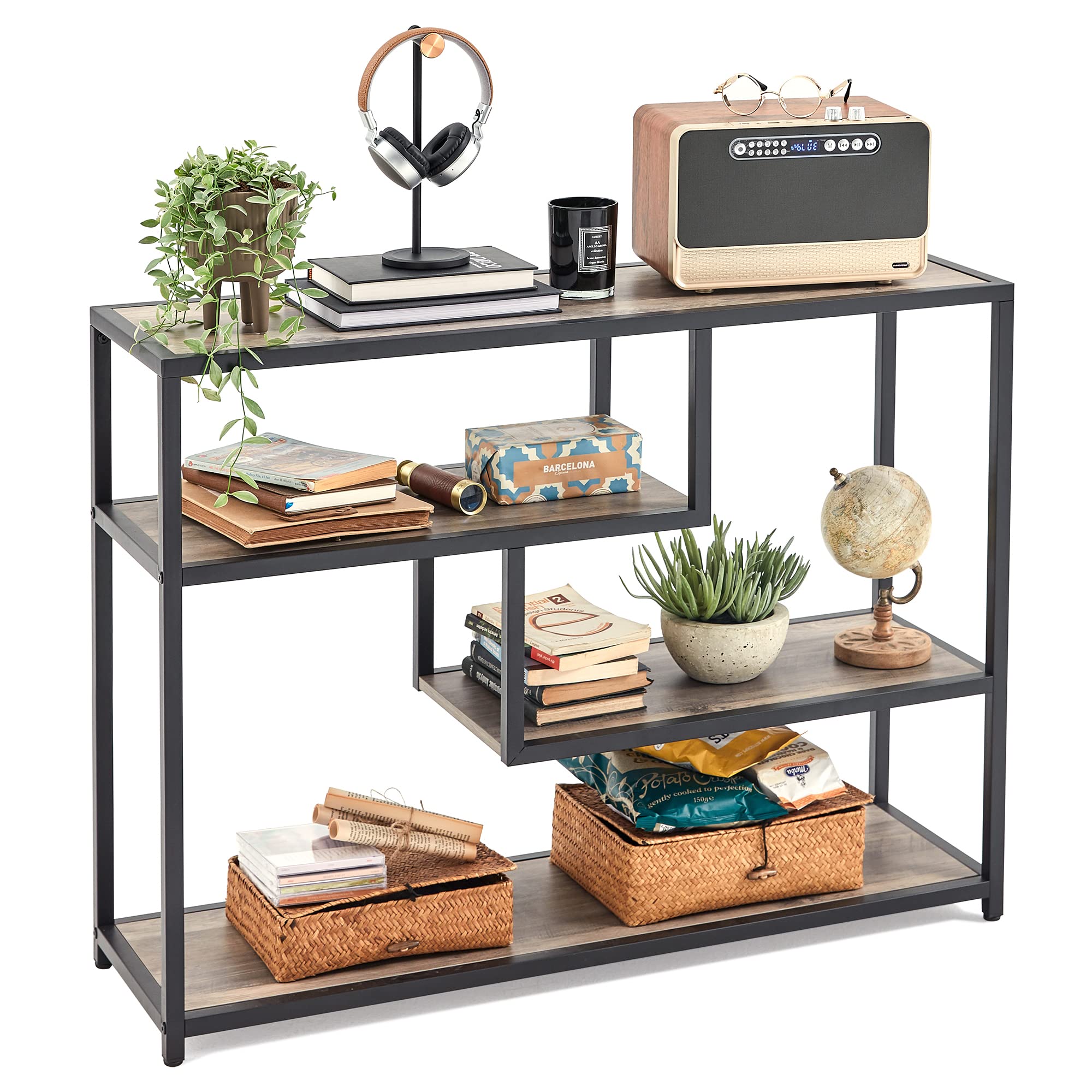 LINSY HOME 4-Tier Console Table with Open Storage Shelves - 39.3