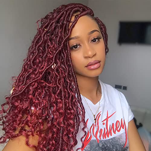 18 Inch Goddess Locs Crochet Hair - Pre Looped Bohemian Locs with Curly Ends - Synthetic Hair Extensions for Black Women | Perfect for Protective Styling, Weddings & Festival Looks