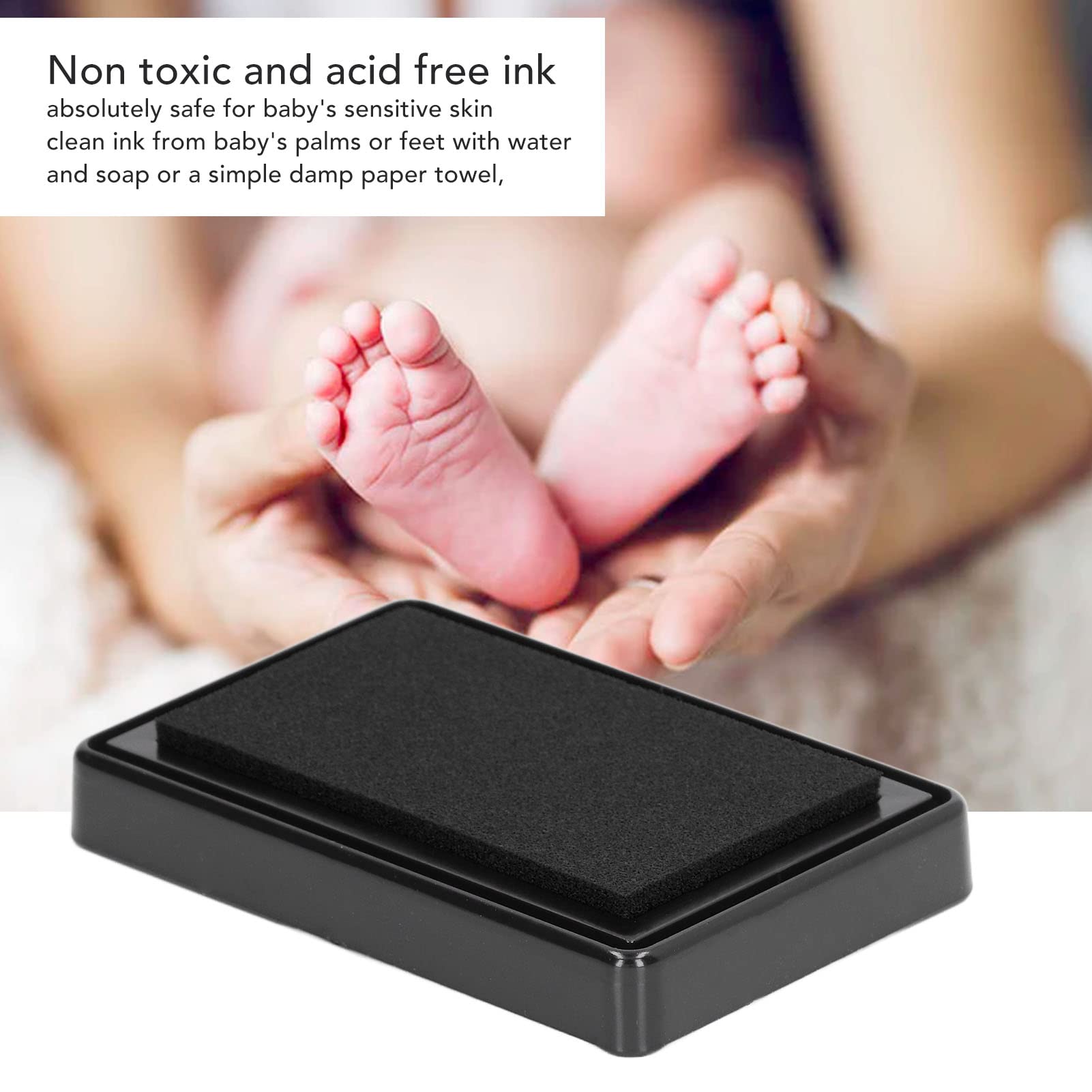 TOPINCN Baby Handprint & Footprint Ink Pad Kit - Non-Toxic Black Ink for Creating Lasting Keepsakes, Perfect for Baby Shower Gifts, Newborn Memories & First Year Milestones