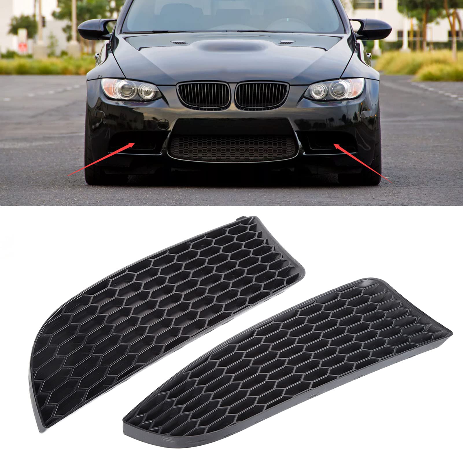 Fydun Front Fog Light Grill Cover Set (2pcs) - Left & Right Replacement for BMW 3 Series E90 E91 E92 E93 M3 - Durable Bumper Accessory for Enhanced Style & Protection | Perfect for Car Upgrades & Fog Light Maintenance