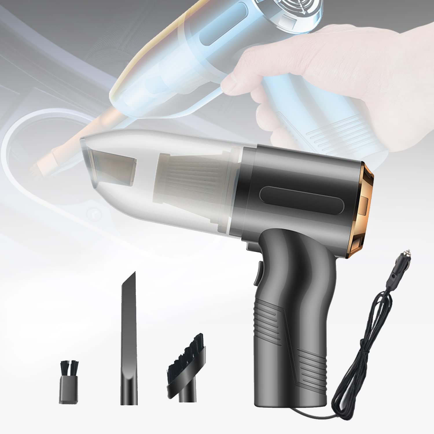 120W Portable Handheld Car Vacuum Cleaner with 4500PA Strong Suction - Dual Use for Home & Auto Cleaning - Compact & Lightweight for Easy Storage