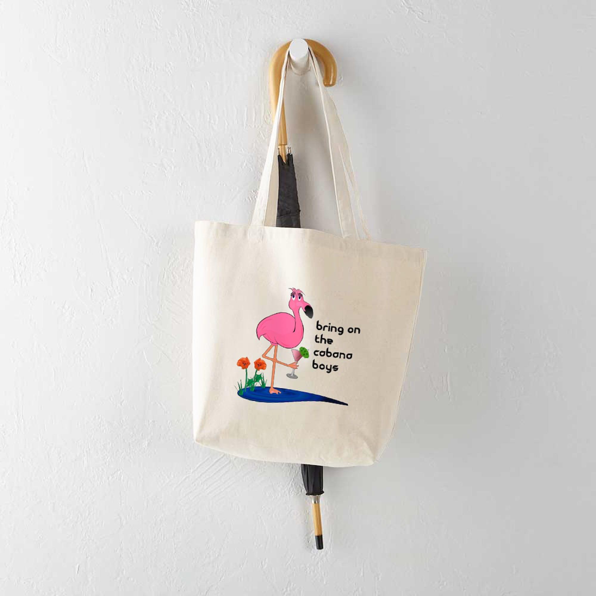 Flamingo Tote Bag - Natural Canvas Reusable Shopping & Beach Bag for Women | Eco-Friendly Grocery Tote, Perfect for Beach Trips, Picnics & Daily Errands
