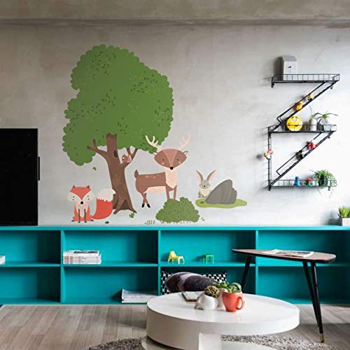 Woodland Animal Wall Stickers for Nursery - Fox, Rabbit & Bird Vinyl Decals - Cute Forest Creature Decor Set for Kids Room, Baby Nursery & Playroom - Removable Peel & Stick Wall Art