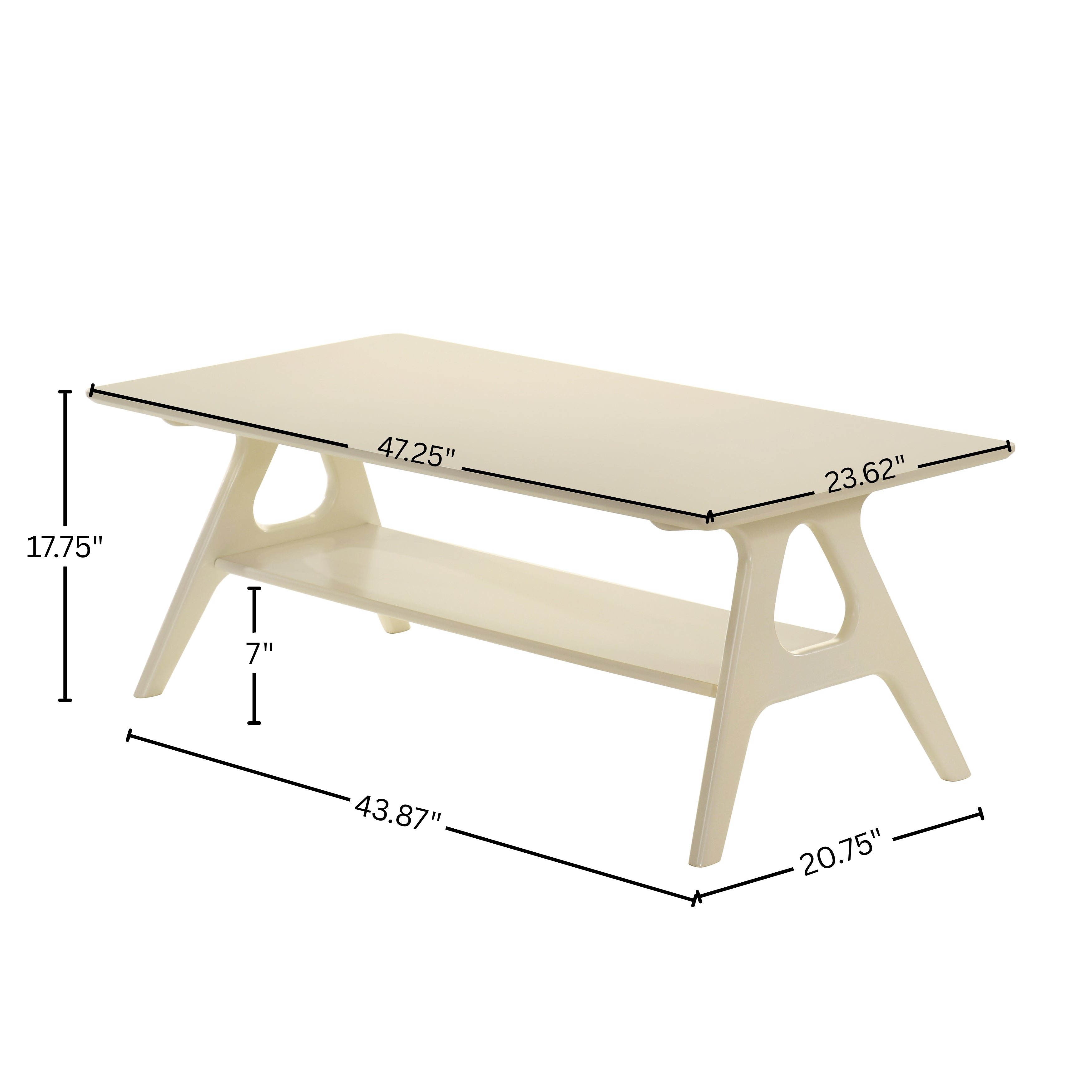 Roundhill Furniture Arona Mid Century Modern Wood Shelf Coffee Table - Stylish Living Room Accent Table for Books & Decor