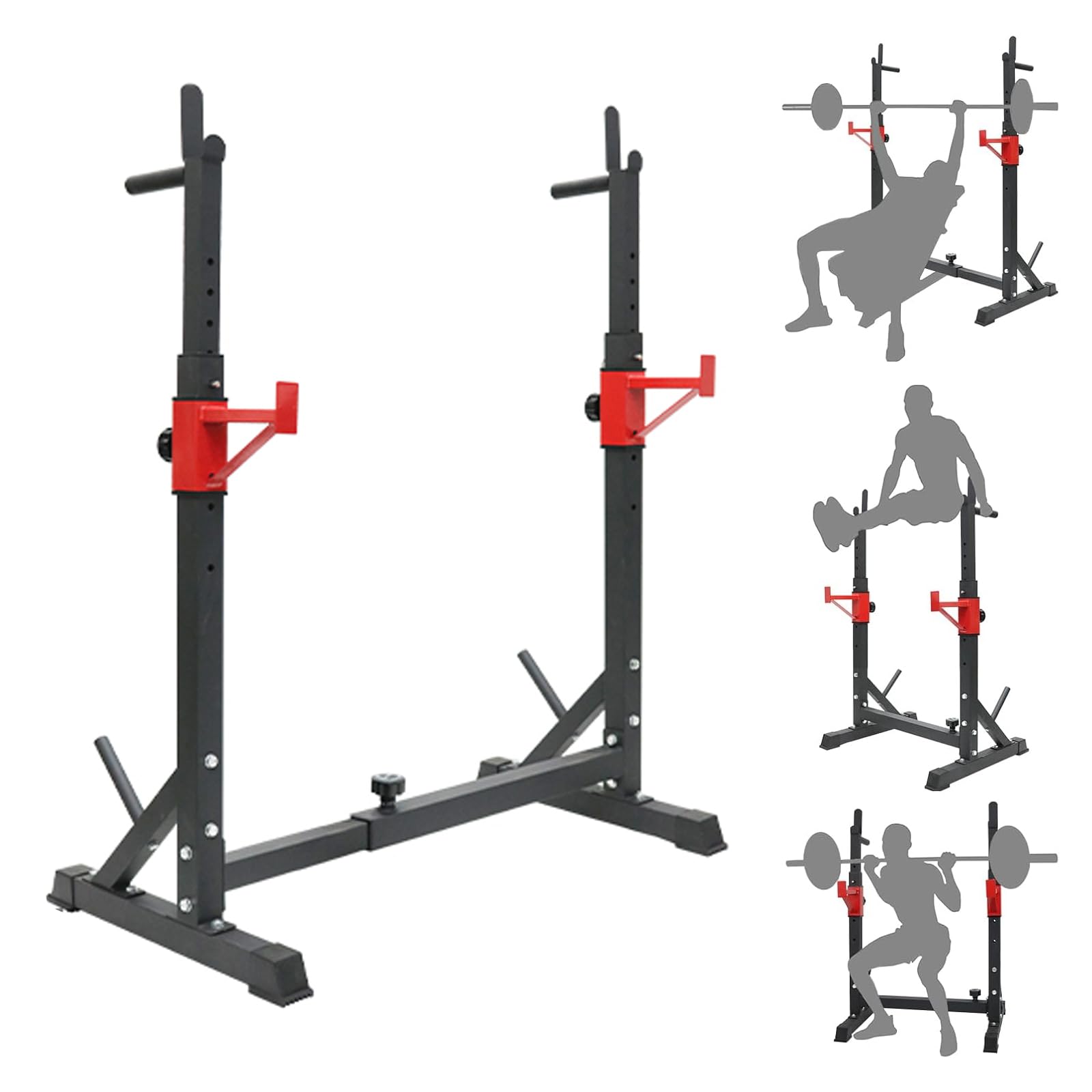PLKO Adjustable Squat Rack & Barbell Stand - 550lbs Capacity, Multi-Function Home Gym Equipment for Strength Training | Perfect for Squats, Bench Press & Weightlifting Exercises