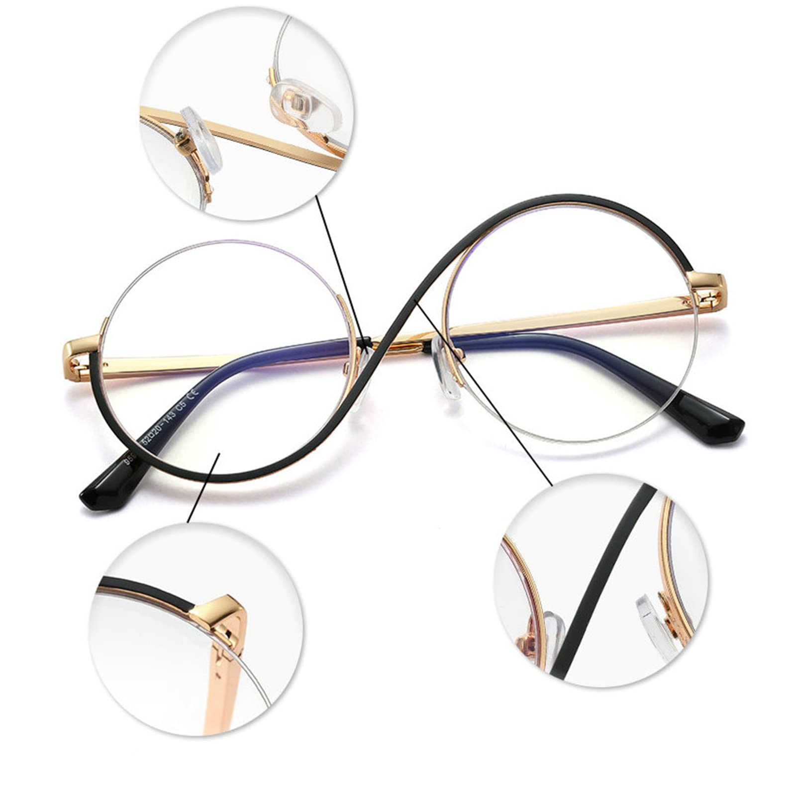 Willochra Round Blue Light Blocking Glasses for Women - Anti Eyestrain Computer Glasses with Metal Frame (Elphaba Style) | Perfect for Office Work, Gaming & Screen Time Protection