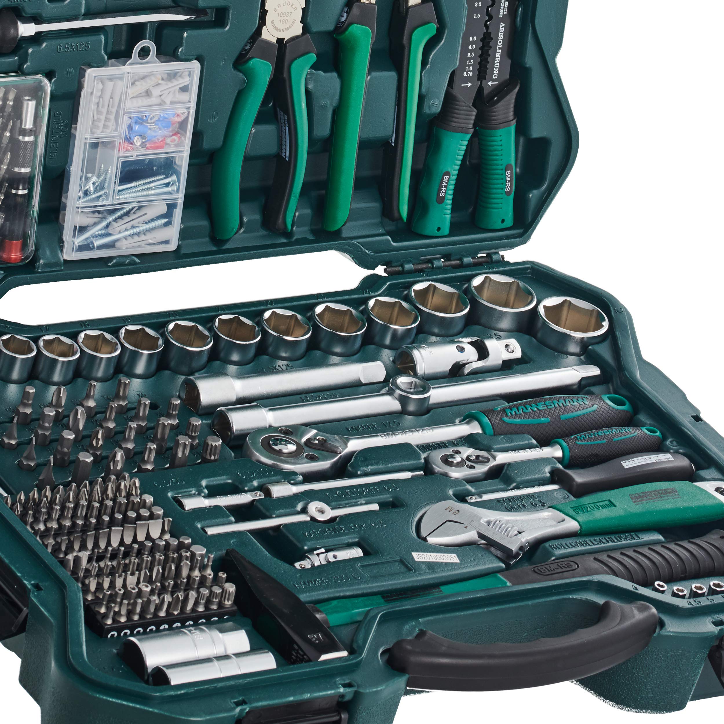 Brder Mannesmann 303-Piece Tool Set - Complete Home & Auto Repair Kit for DIY Projects, Maintenance, and Emergency Fixes