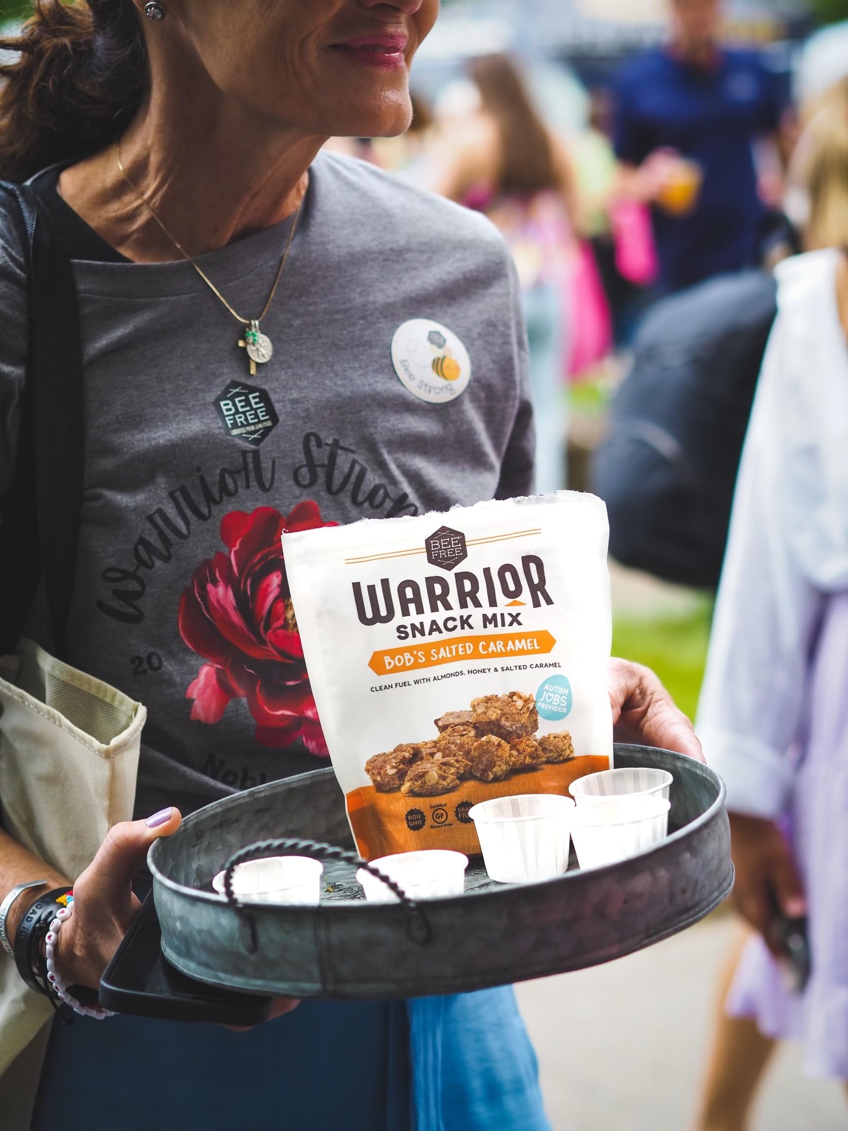 BeeFree Warrior Mix Gluten Free Granola - Chunky Paleo Granola Bites | Low Carb, Grain Free, Oat Free, Preservative Free Snack | High Protein Yogurt Topping & Healthy On-the-Go Snack | Bob's Salted Caramel Flavor, 9 Ounce Bag