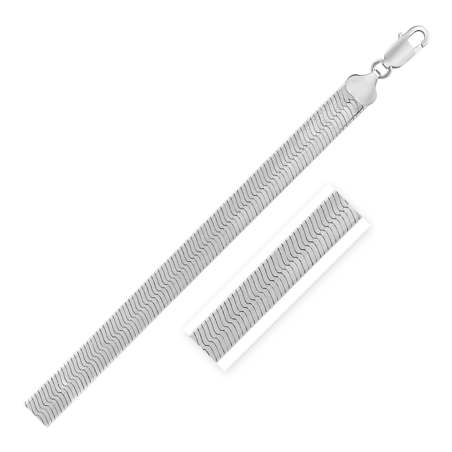 8.0mm Sterling Silver Rhodium Plated Herringbone Chain Necklace for Women | Fine Jewelry Gift for Anniversary, Birthday & Special Occasions | Elegant Everyday Wear & Party Accessory