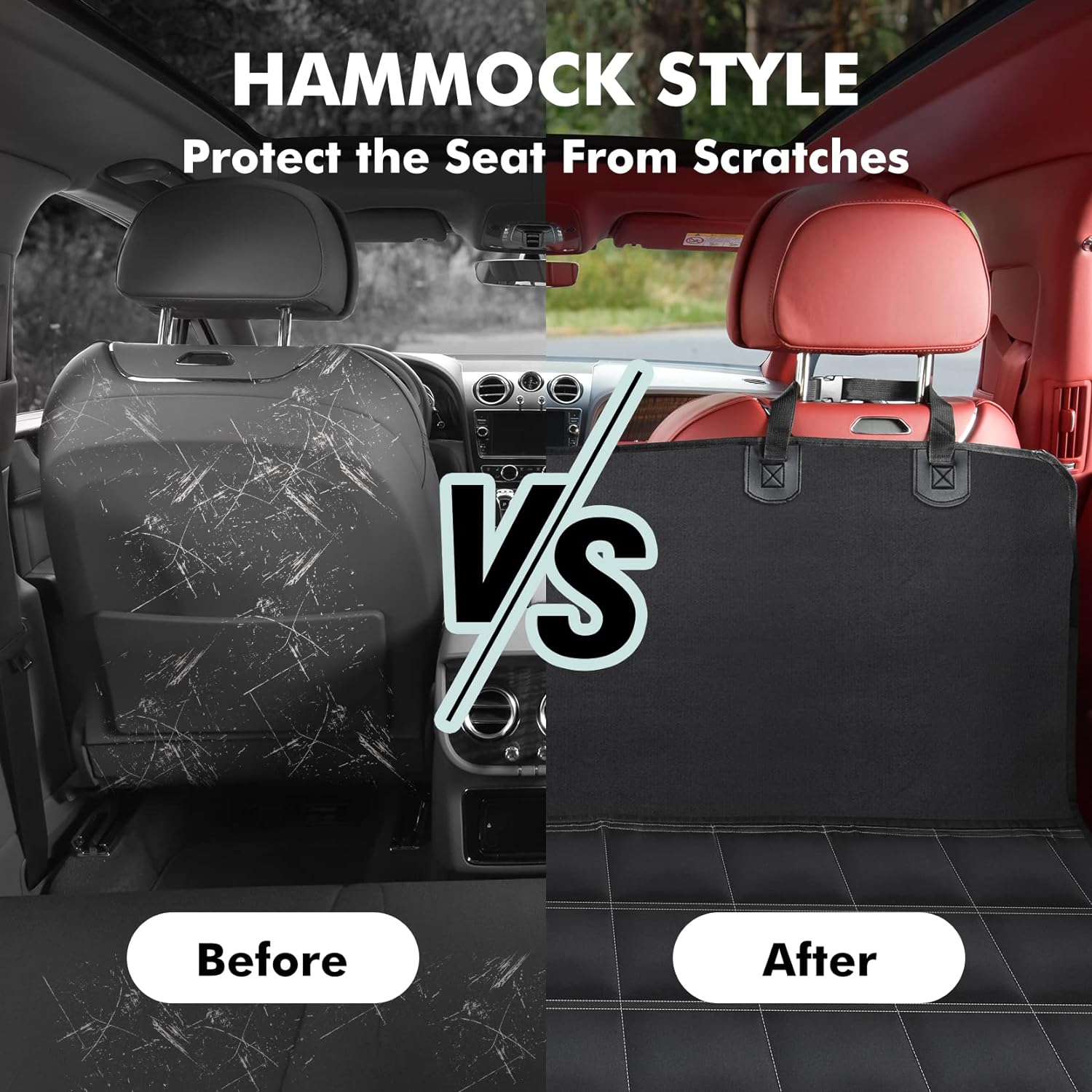 4-in-1 Waterproof Dog Car Seat Cover & Hammock for Back Seat - Durable Pet Car Protector for SUVs, Trucks & Sedans - Perfect for Travel, Camping & Daily Commutes