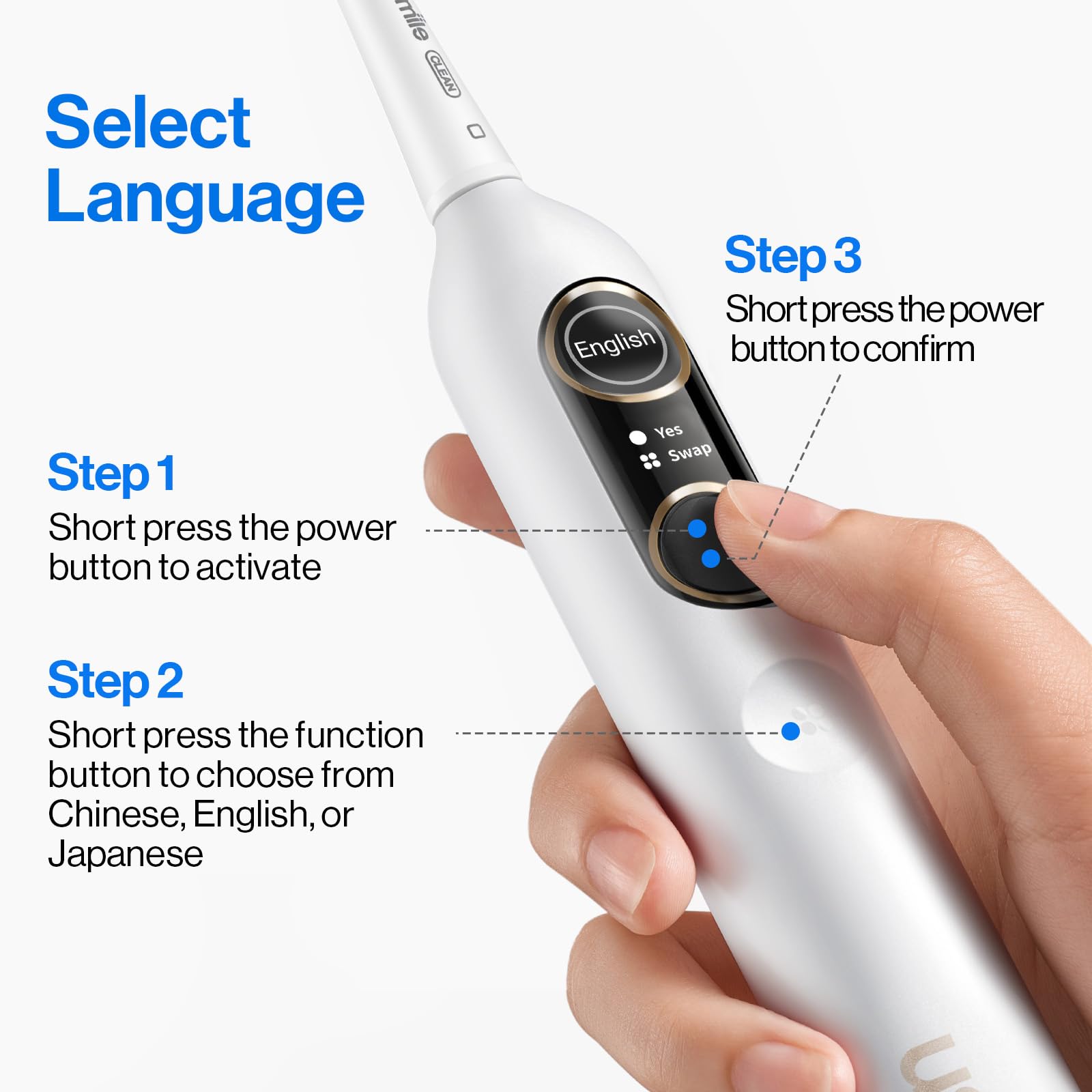 usmile Y10 PRO Smart Electric Toothbrush with LED Display - Missed Spot Detection, Pressure Sensor, 180-Day Battery Life, IPX8 Waterproof - Includes 2 Brush Heads & Travel Case - Perfect for Home, Travel & Daily Oral Care
