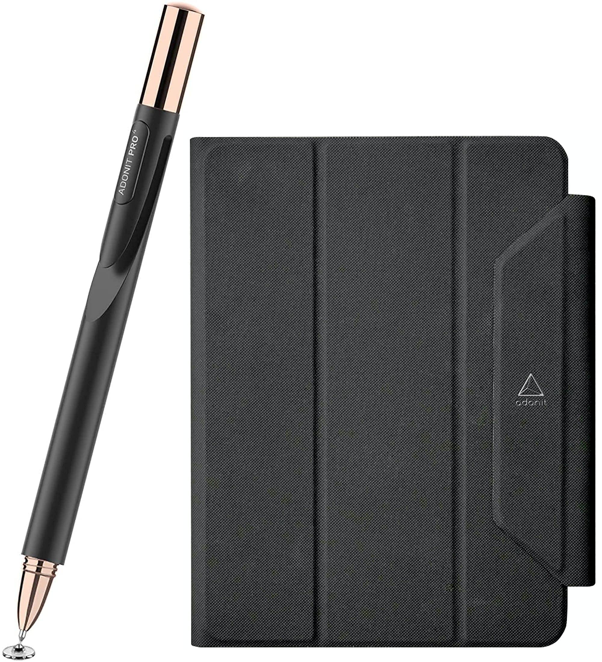 Adonit Pro 4 Stylus Pen for iPad (Black) with Smart Cover Case & Pencil Holder - Perfect for Note Taking, Drawing & Digital Art on iPad Air 4th Generation