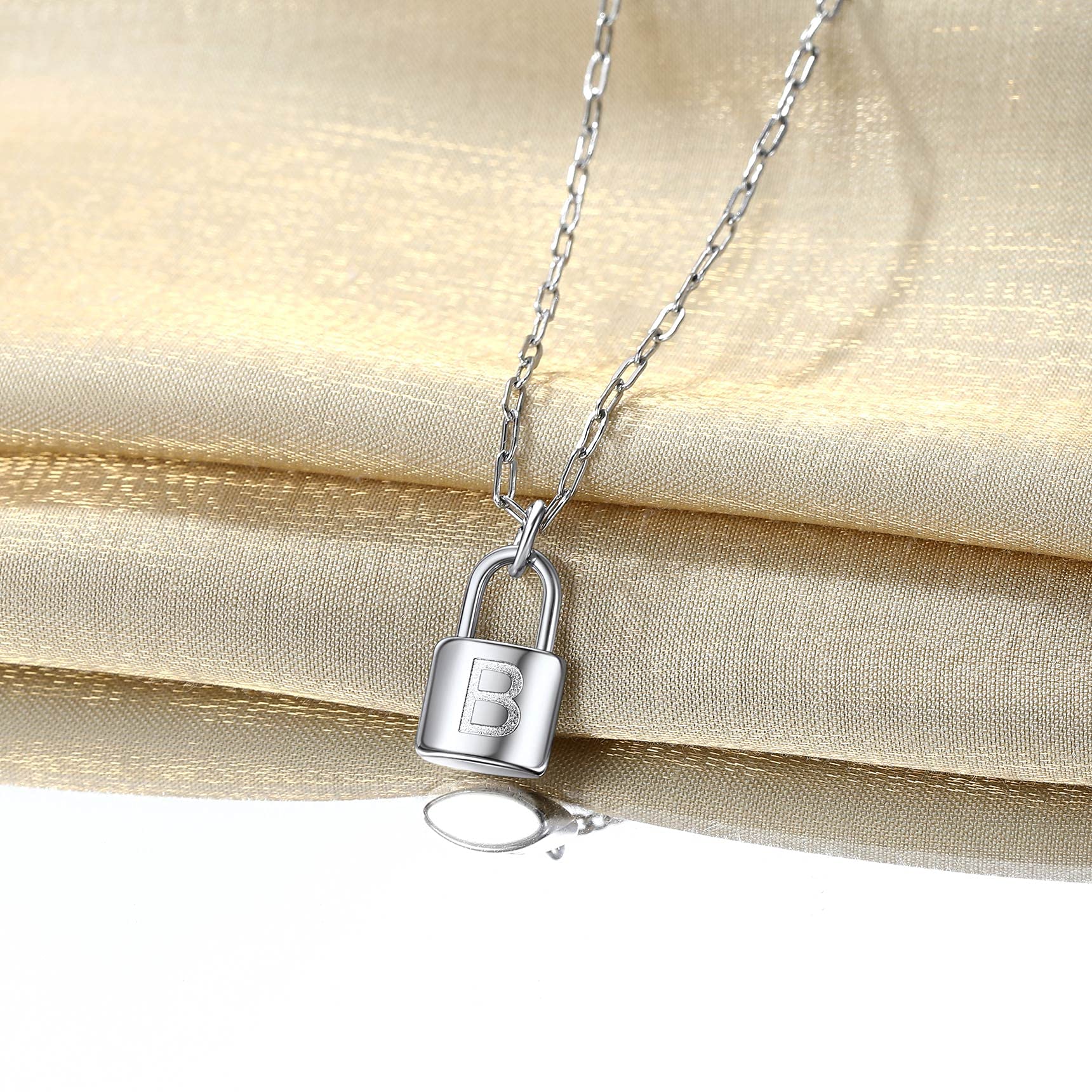 Dainty Initial Necklace for Women - Hypoallergenic Stainless Steel & Gold Paperclip Chain with Padlock Pendant - Minimalist Layered Jewelry Gift for Her - Perfect for Everyday Wear, Date Nights, and Special Occasions