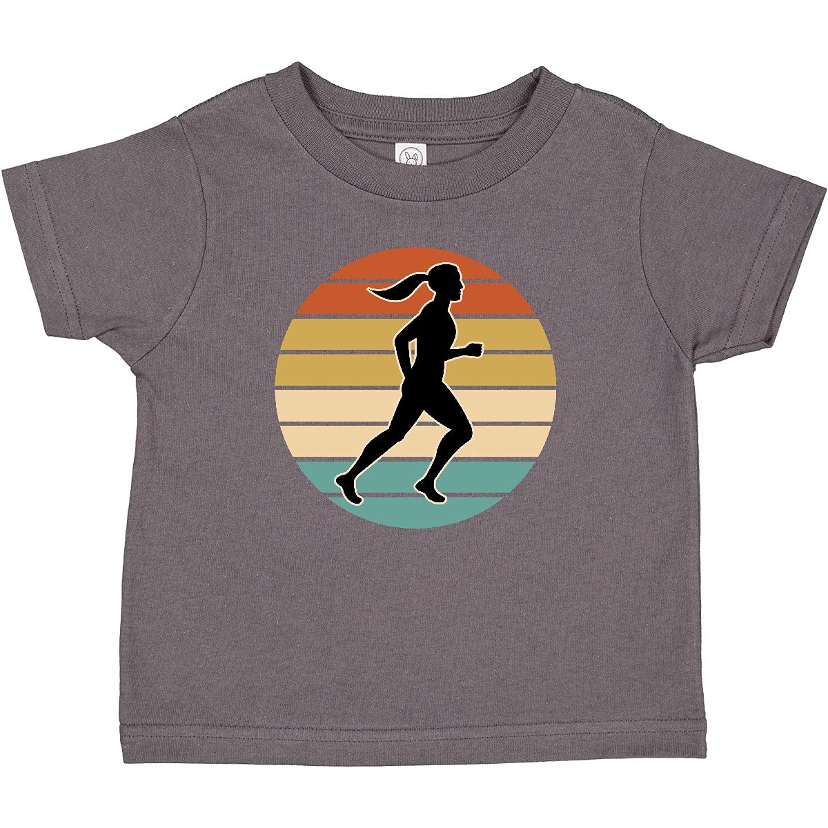 Inktastic Retro Sunset Female Runner Graphic Baby T-Shirt - Soft Cotton Cute Running Design for Toddlers & Infants - Perfect for Playdates, Family Outings & Sports Day