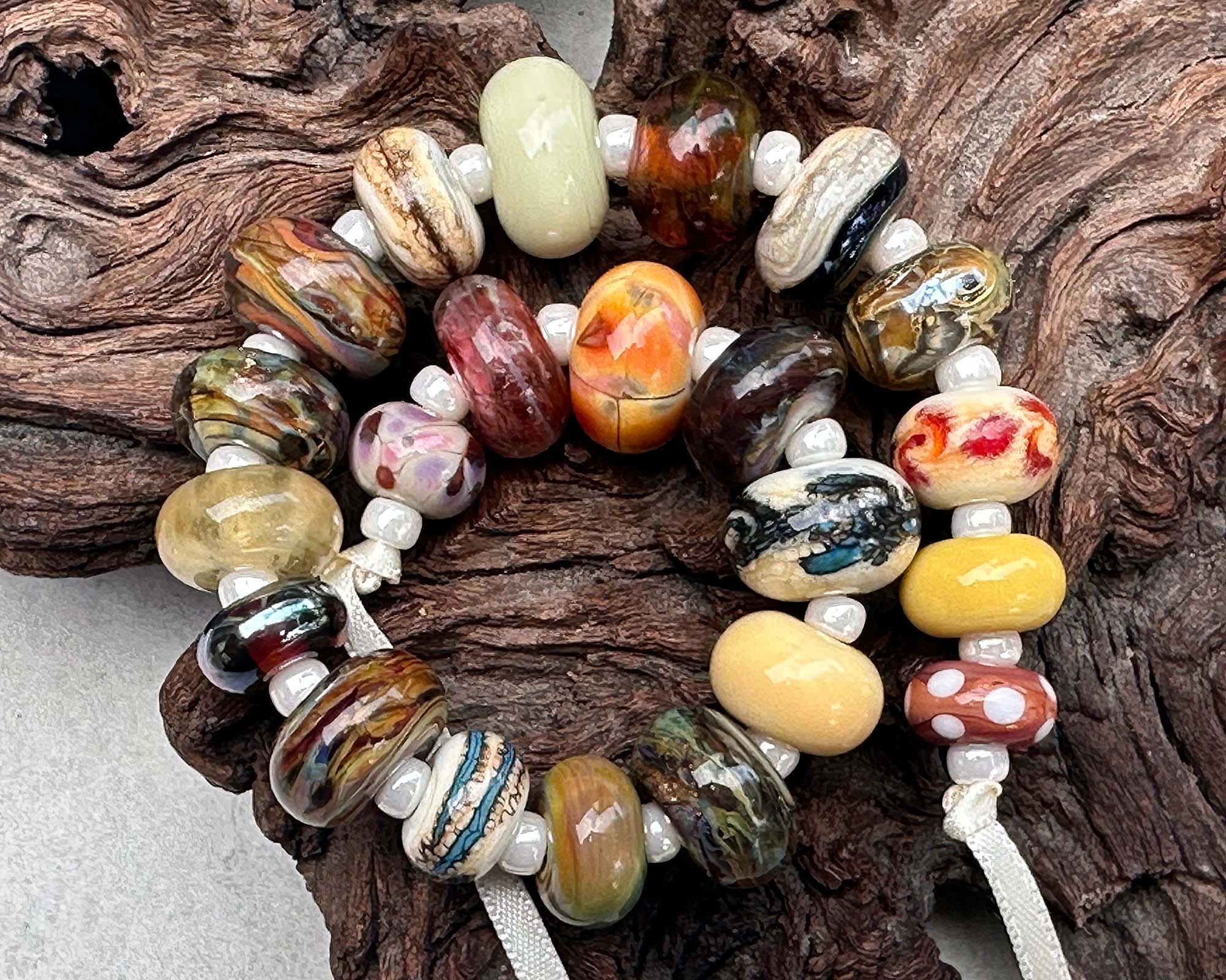 22pcs Brown Lampwork Glass Beads for Jewelry Making - Handmade Orphan Beads Set - DIY Bracelet, Necklace & Craft Projects