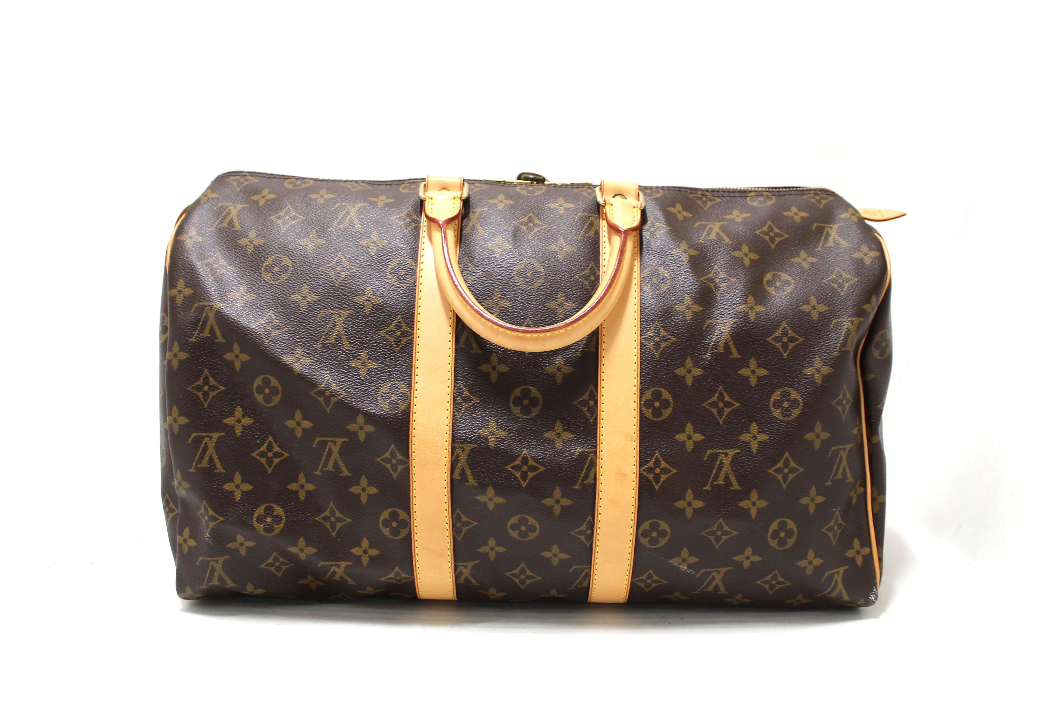 Authentic Louis Vuitton Monogram Keepall 45 Duffle Bag - Luxury Travel Bag for Men & Women, Perfect for Weekend Getaways & Business Trips