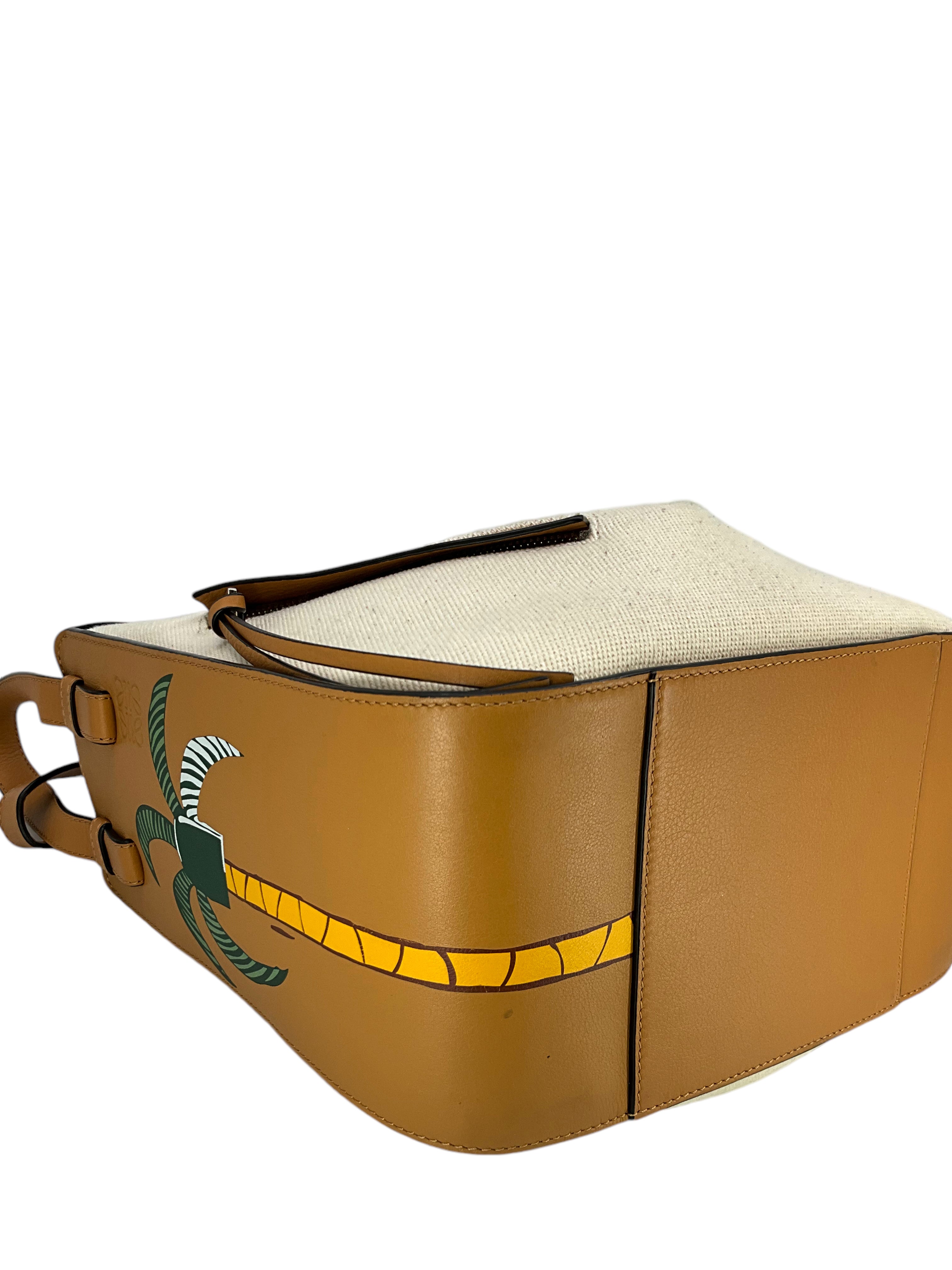 LOEWE Ken Price Printed La Palme Leather & Canvas Hammock Bag - Stylish Crossbody Shoulder Bag for Women, Perfect for Travel, Shopping & Daily Use