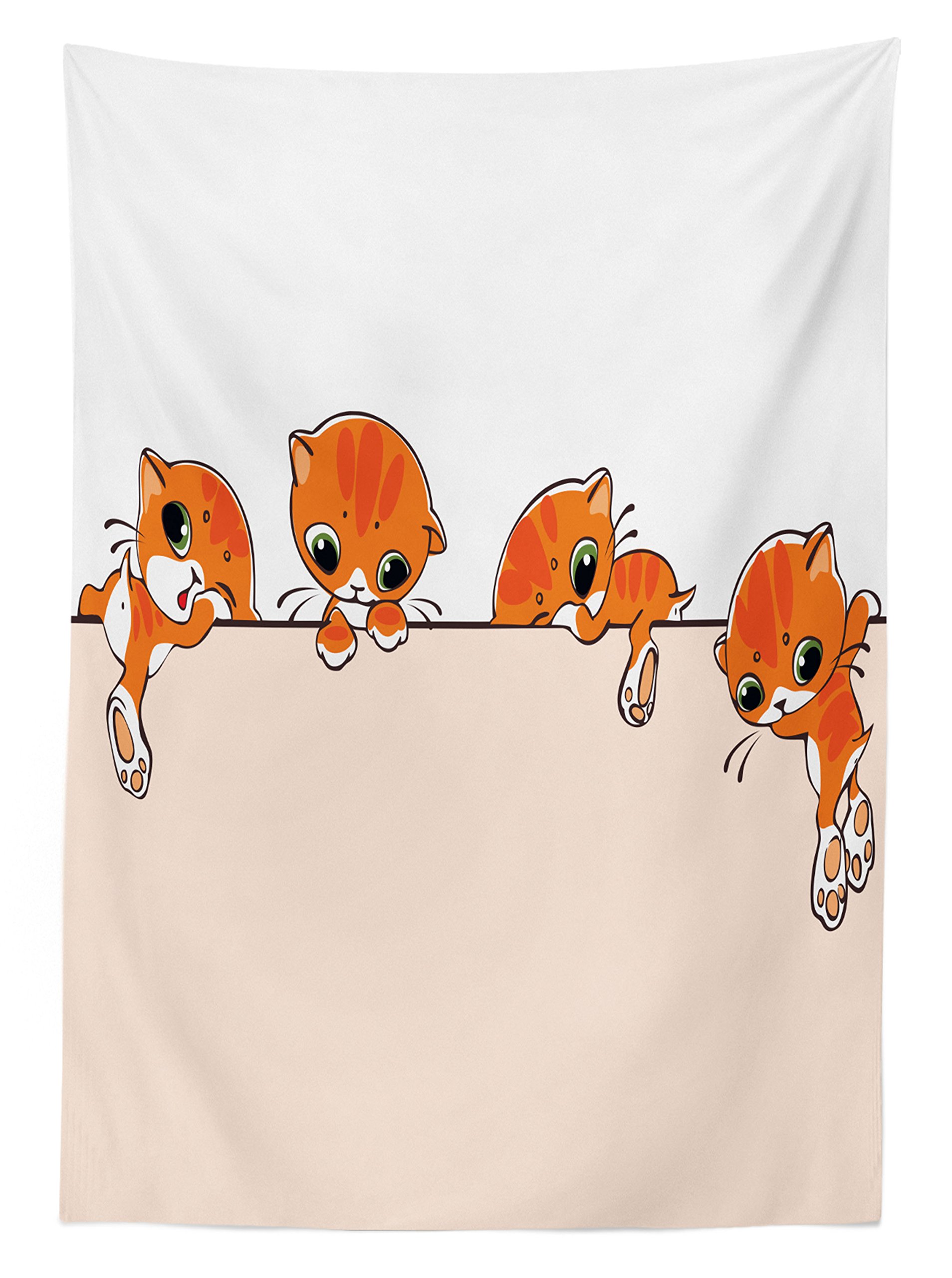 Ambesonne Cat Themed Outdoor Tablecloth - Washable Picnic Table Cover with Playful Kitties Design, 58