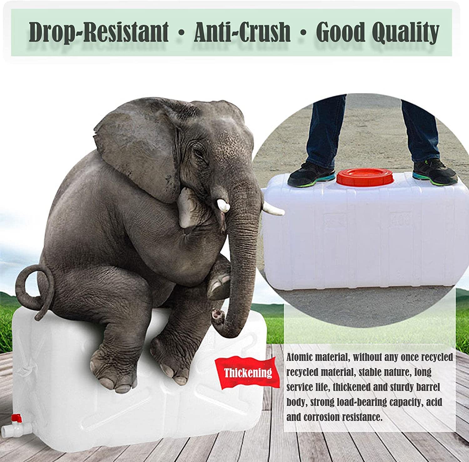 300L Portable Rain Barrel with Tap - Heavy Duty Plastic Water Storage Tank for Emergency, Gardening & Outdoor Use | Durable & Leak-Proof Water Container