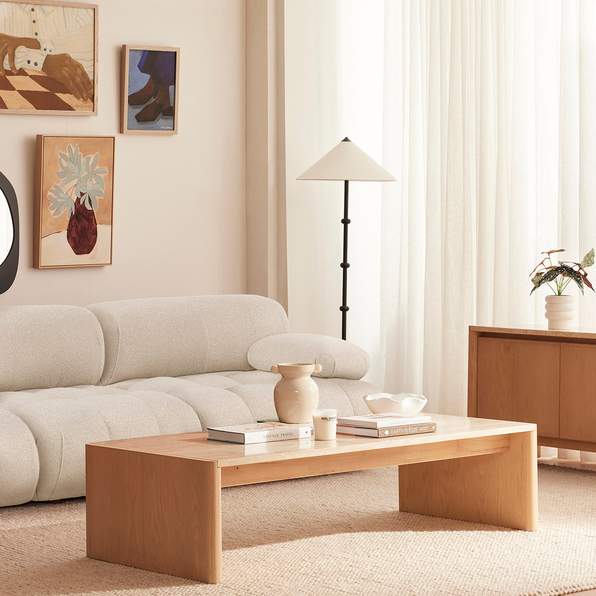 Bowie Boucle Sofa - Sand Color, 3-Seater with 2-Seater Sectional | Modern Comfort for Living Room & Lounge Areas