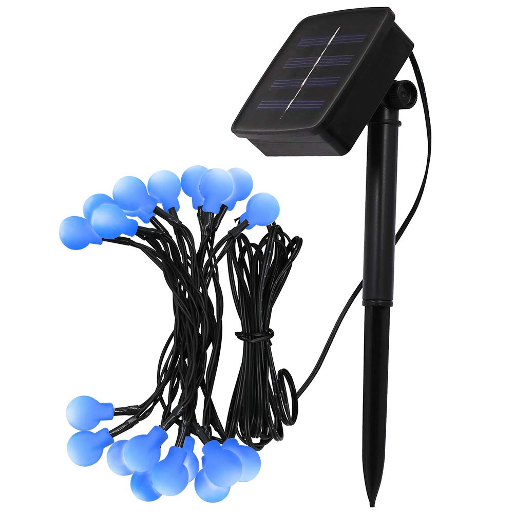 XUNATA 31ft Solar LED String Lights - 50 Waterproof White Ball Lights for Indoor Outdoor Decor, Garden, Patio, Party & Holiday Lighting (Blue) | Perfect for Backyard, Wedding, Christmas & Landscape Decoration