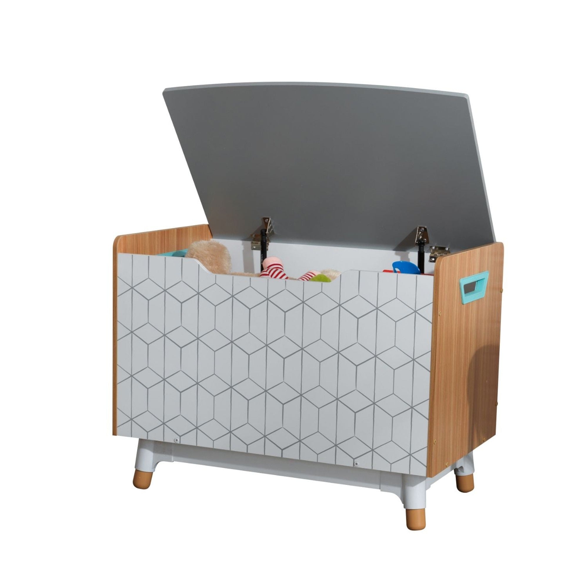 KidKraft Mid Century Modern Toy Storage Box for Kids - Wooden Toy Chest with Lid - Nursery, Playroom & Bedroom Organization for Boys & Girls