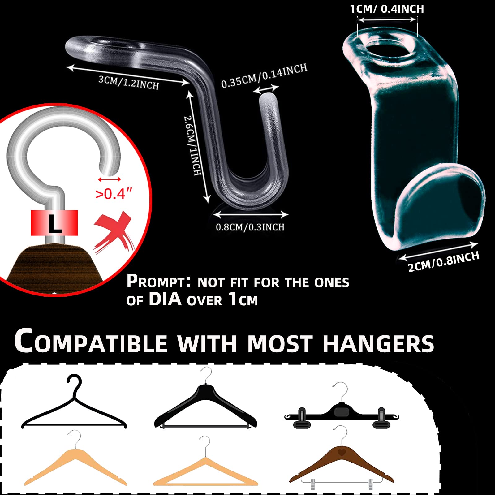 50PCS Clear Heavy Duty Plastic Clothes Hanger Connector Hooks - Space Saving Closet Organizer for Velvet Huggable Hangers, Cascading Hanger Extender Clips with Strong Load Bearing Capacity - Perfect for Wardrobe Organization and Closet Storage Solutions
