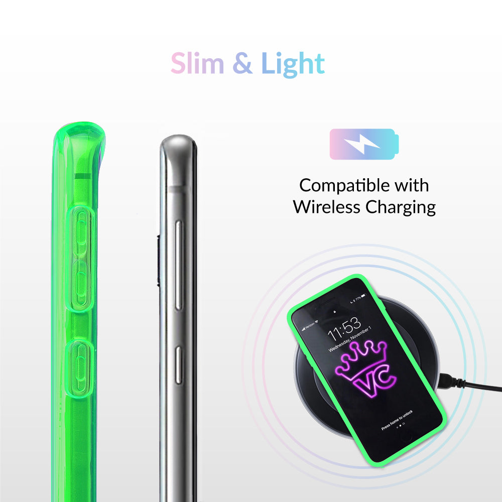 Neon Green Clear Samsung Phone Case - Slim Protective Cover for Galaxy S21/S20/Note 20 - Shockproof & Scratch-Resistant for Everyday Use