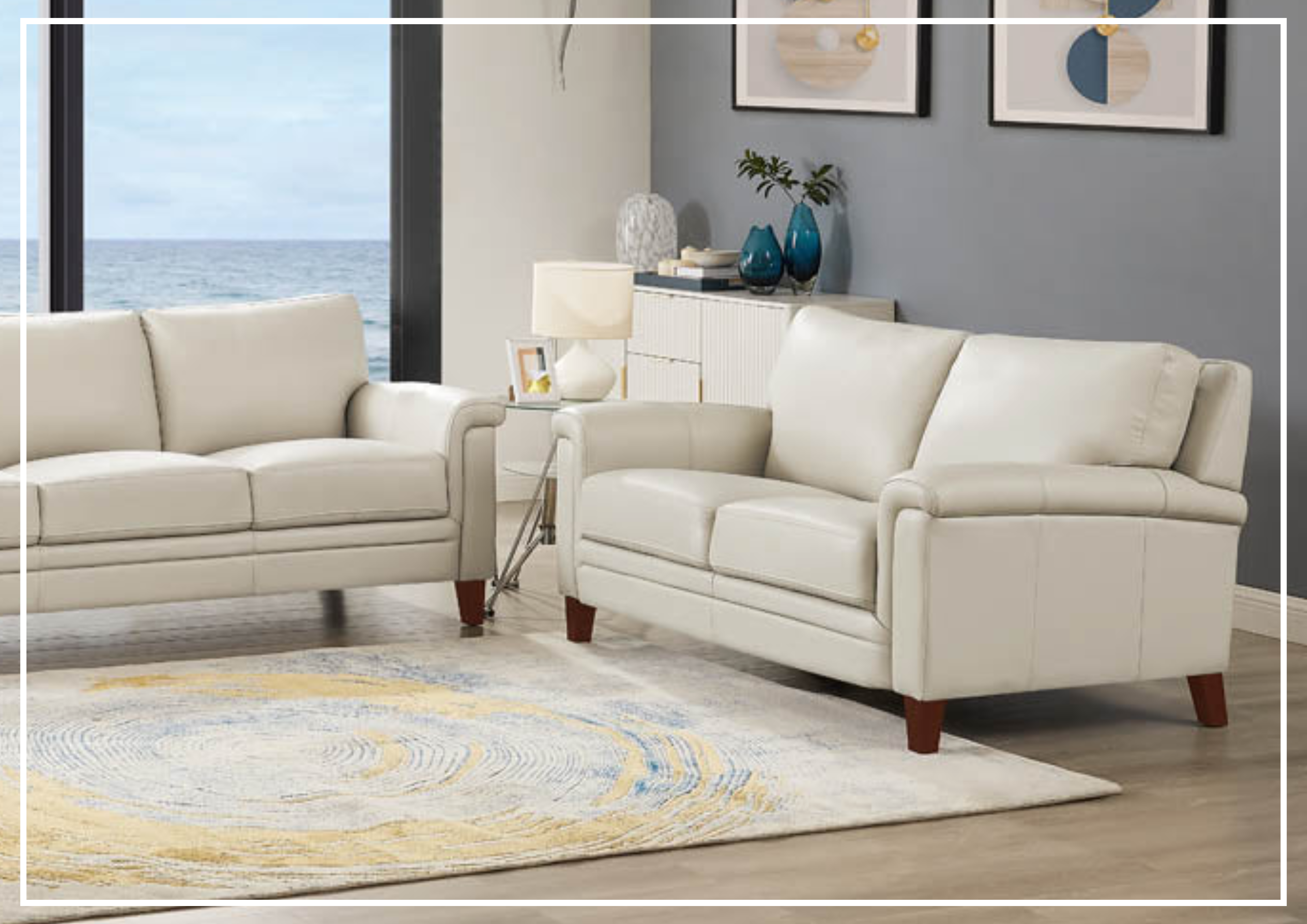 Hydeline Westcott 2-Seater Leather Sofa - Top Grain Genuine Leather, Modern Living Room Furniture for Small Spaces, Perfect for Apartments & Cozy Homes