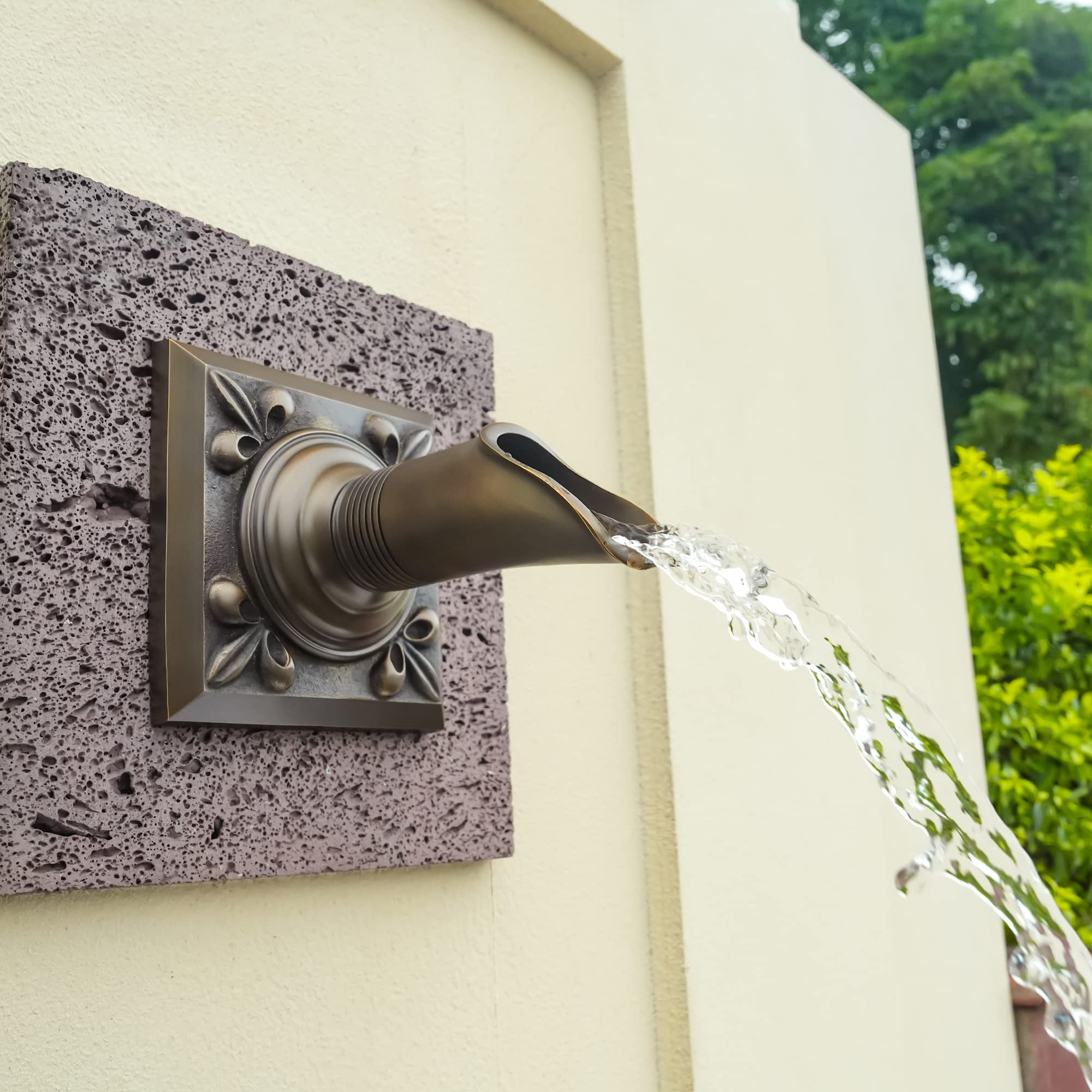 Exquisite Solid Brass Handcrafted Waterfall Spout - Luxury Landscape Fountain Spout for Pools, Ponds & Water Walls - Perfect for Outdoor Decor & Zen Garden Water Features