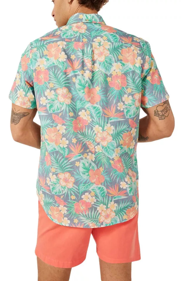 Chubbies The Life in Paradise Short Sleeve Sport Shirt for Men - Comfortable Casual Button Down Shirt in Navy Blue - Perfect for Beach Vacations, Summer Outings & Outdoor Activities