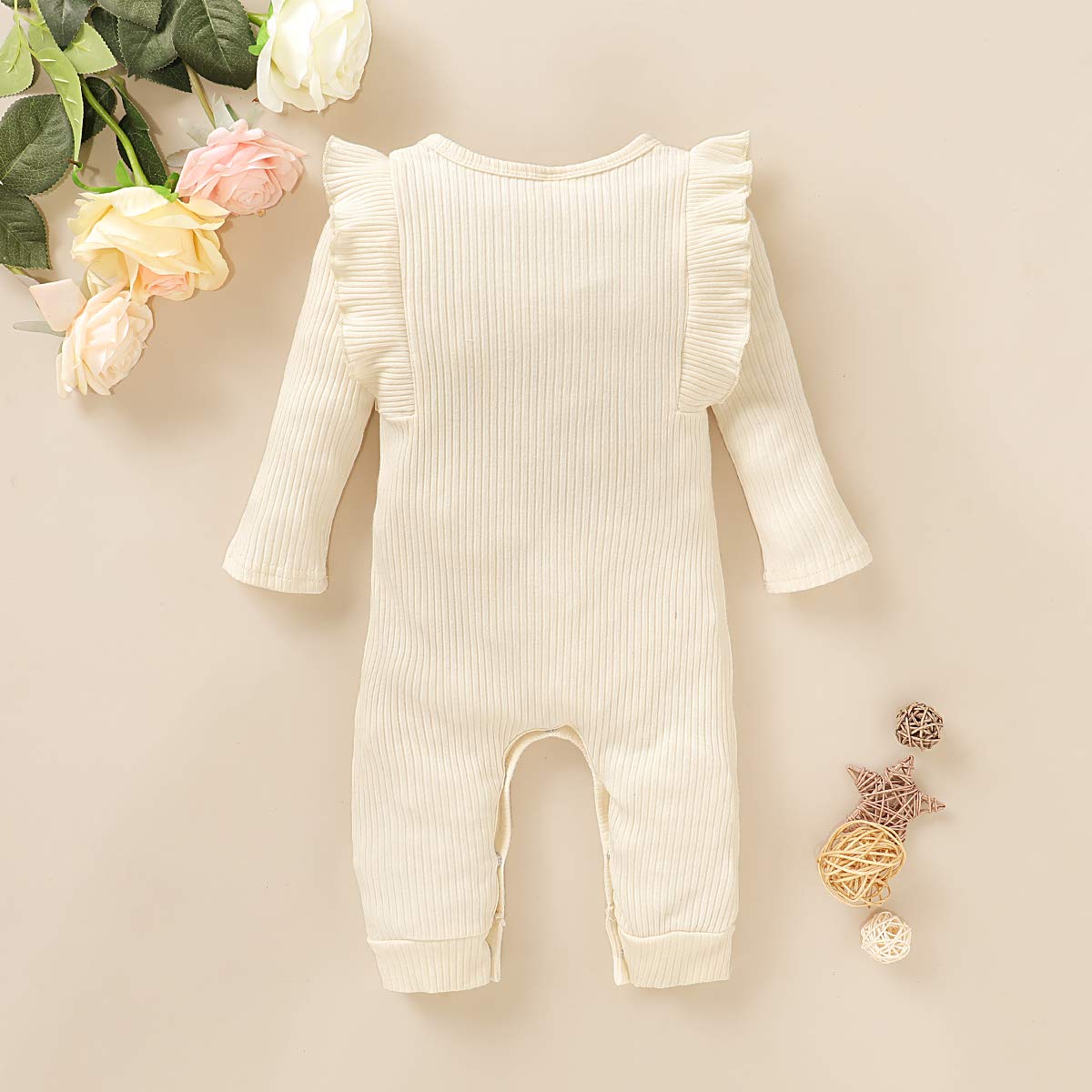 Renotemy Newborn Baby Girl Clothes - Fall Winter Outfits, Infant Rompers & Solid Jumpsuits, Cute Bodysuit for 0-24 Months | Perfect for Family Photos, Holiday Gifts & Daily Wear