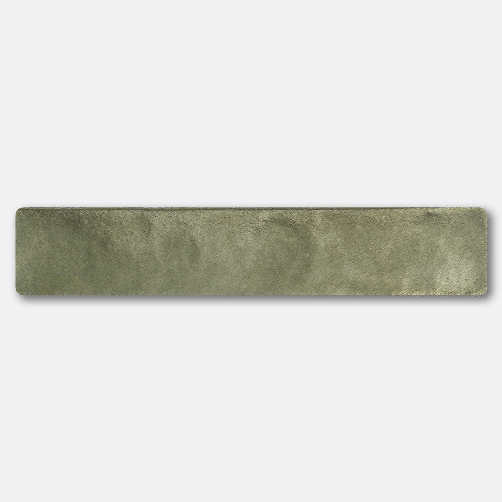 Handmade Mykonos Olive Green 50X250 Zellige Matte Subway Tile - Perfect for Kitchen Backsplash, Bathroom Walls & Mediterranean Style Home Decor