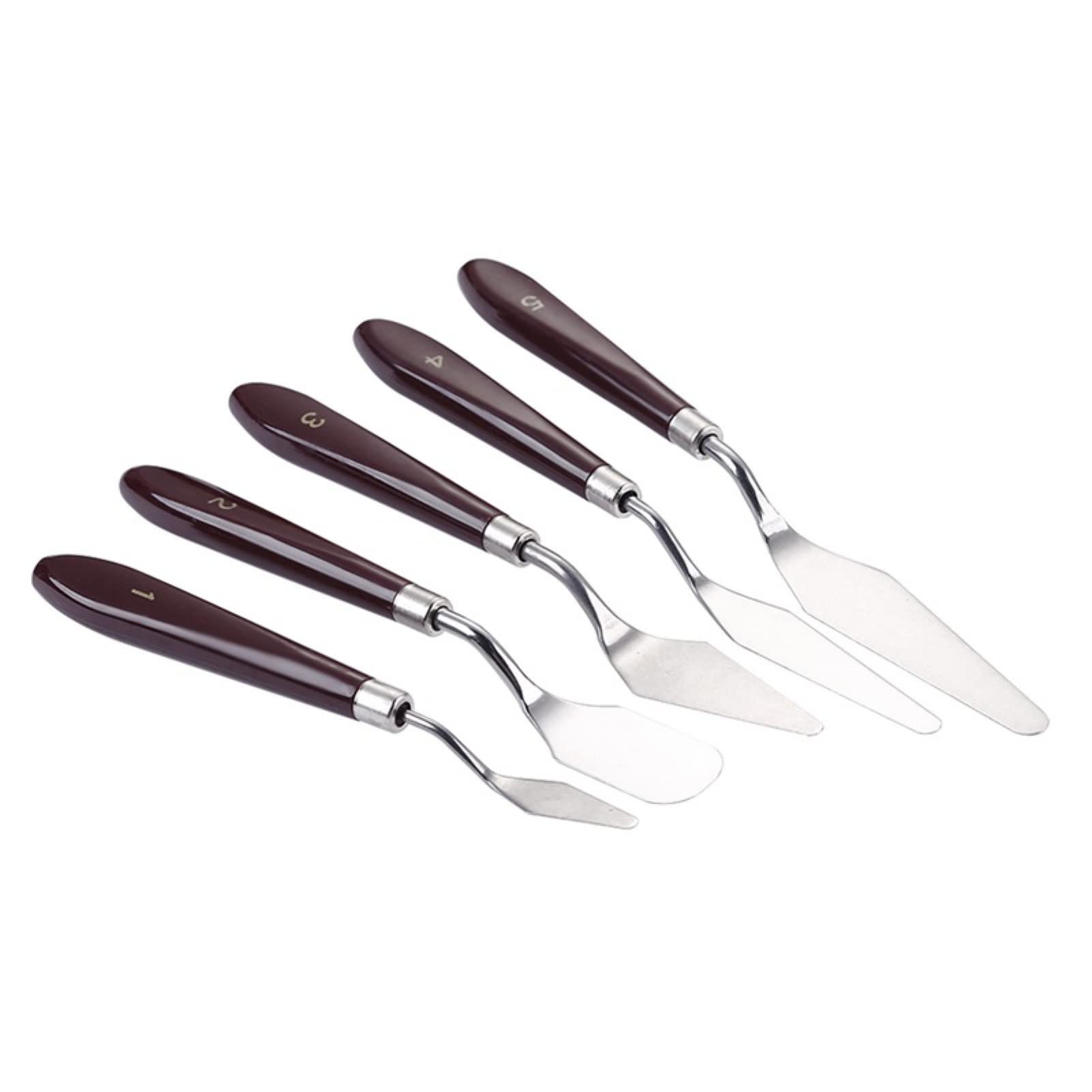 5-Piece Briartw Stainless Steel Palette Knives Set - Wooden Handle Painting Spatulas for Oil & Acrylic Painting - Professional Artist Tools for Color Mixing & Canvas Texture - Perfect for Studio, Classroom & DIY Art Projects