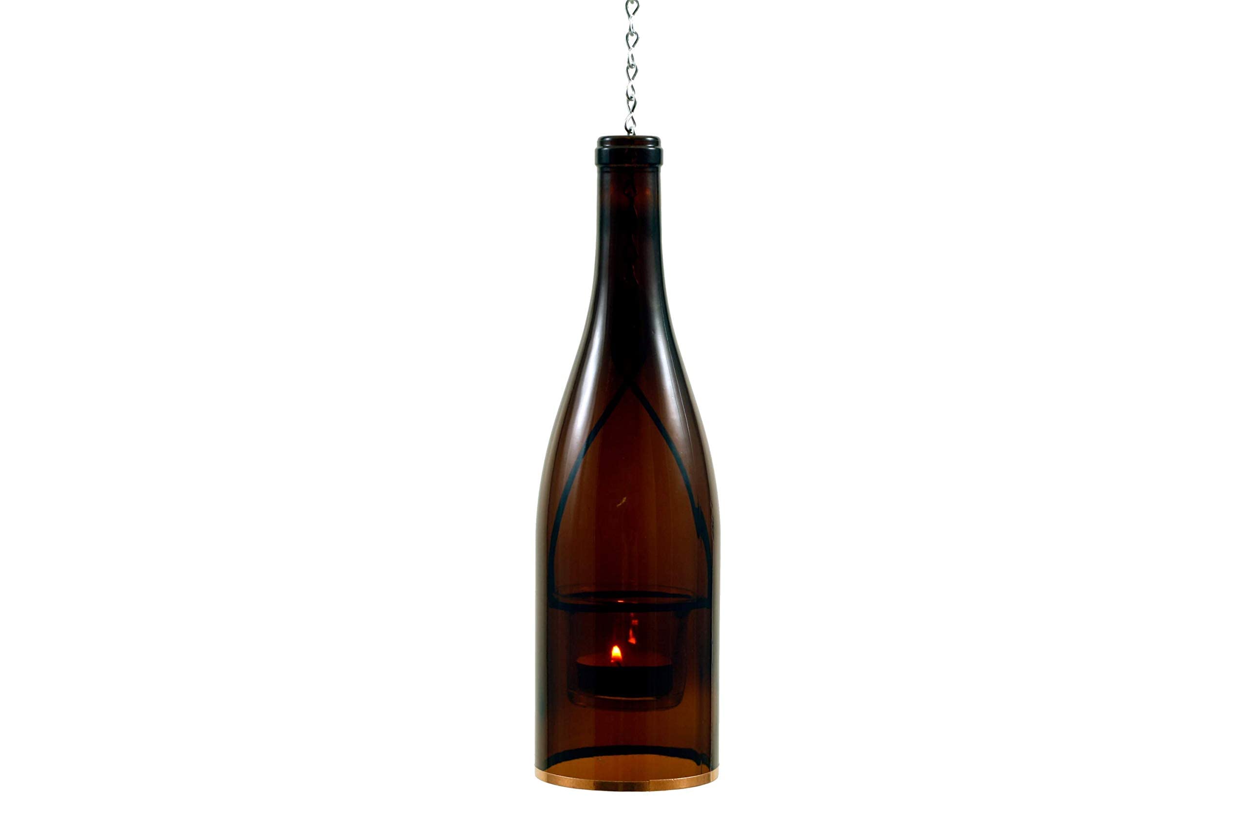 Rustic Hanging Wine Bottle Lantern Lights - Indoor/Outdoor Decorative LED Candle Holders for Wedding, Patio, Garden & Home Decor (Set of 4) - Perfect for Romantic Dinners, Backyard Parties & Cozy Ambiance