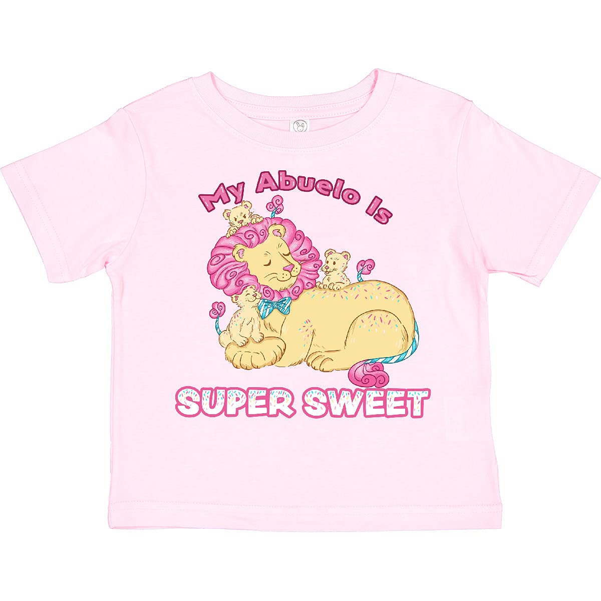 Inktastic My Abuelo is Super Sweet Cotton Candy Lions Toddler T-Shirt - Pink Cute Graphic Tee for Boys & Girls, Perfect for Family Outings & Birthday Parties