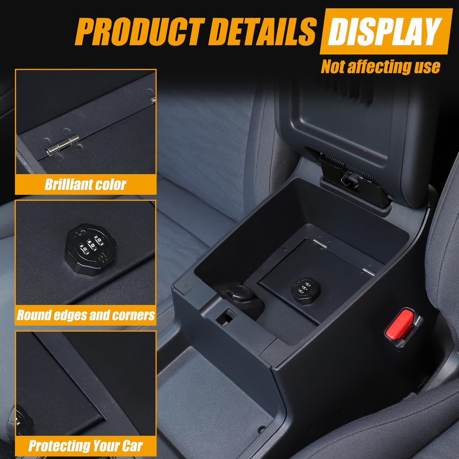 2022-2025 Nissan Frontier Car Armrest Safe Box with 3-Digit Combination Lock - Center Console Storage Organizer for Valuables | Secure Storage Solution for Road Trips & Daily Commute