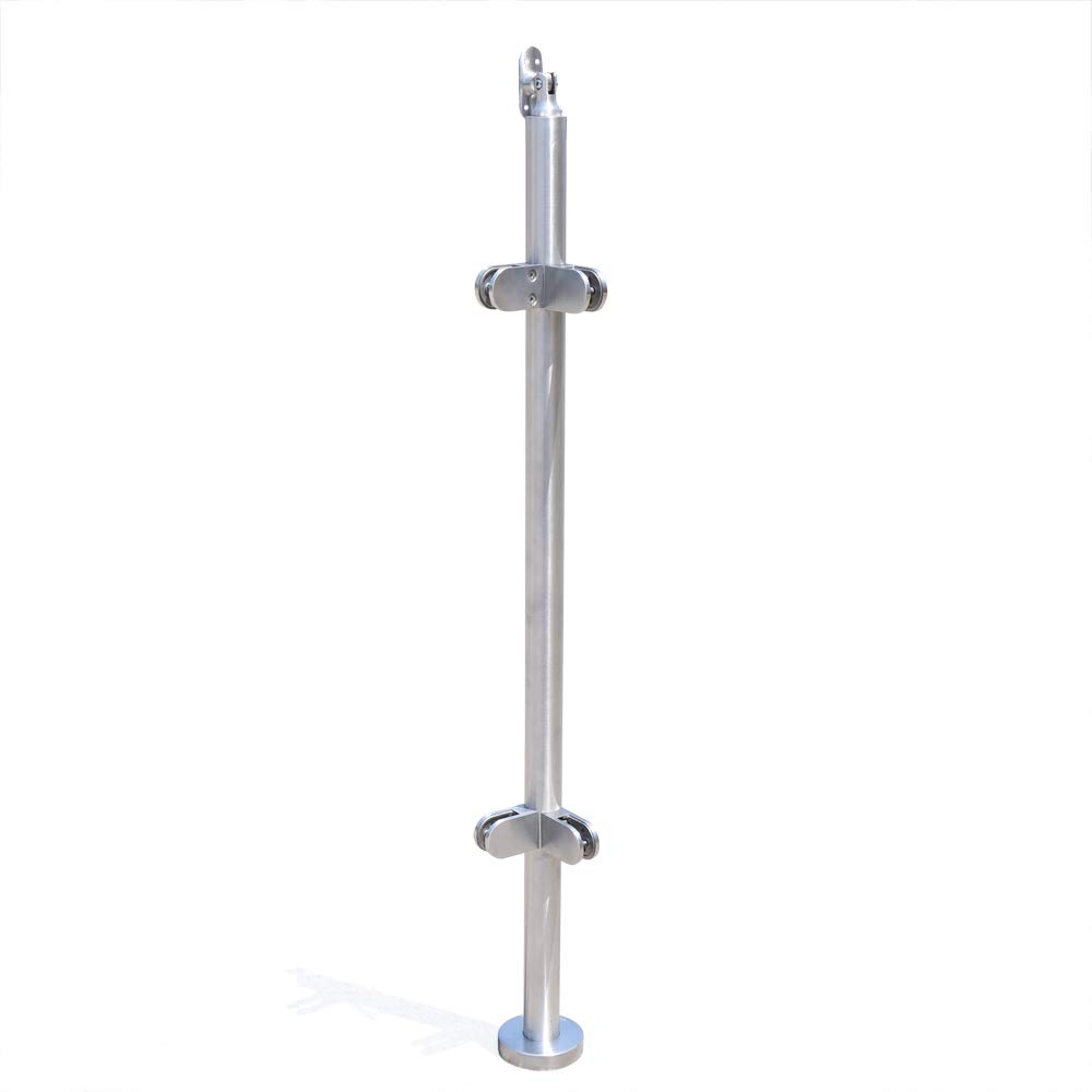 Premium 110cm Glass Balustrade Railing Post - Glazing End/Mid/Corner Posts for Indoor Staircases, Pool Fences & Deck Guardrails (Includes Foot Post with Top Seat) | Durable Safety Barrier for Modern Homes & Commercial Spaces