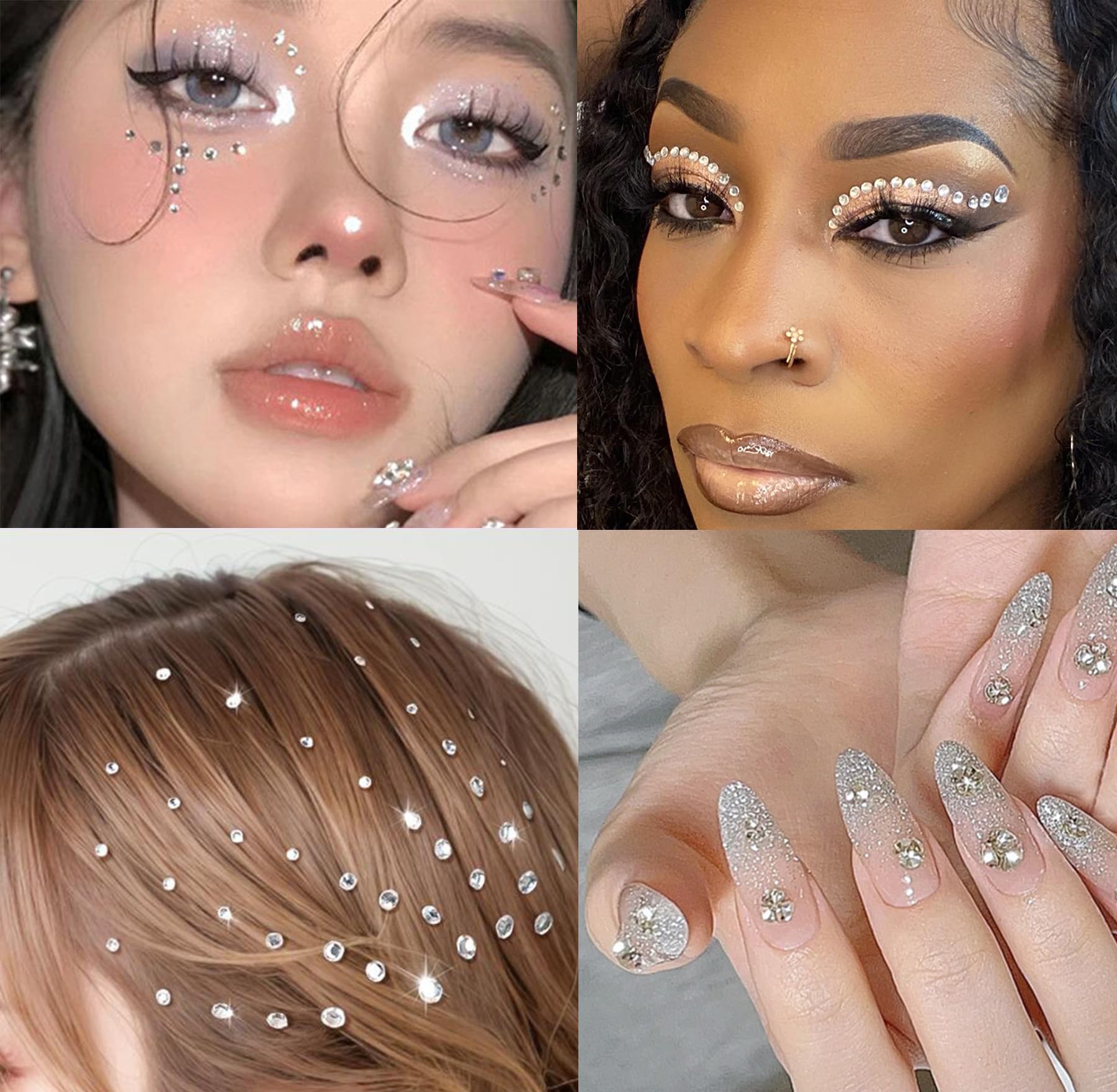 MODRSA Fake Piercings - Non-Piercing Face, Nose, Lip, Eyebrow & Septum Rings & Studs - Stick On Face Gems & Hair Jewelry for Parties, Cosplay & Everyday Fashion Accessories