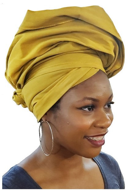 Premium Gold Cotton African Head Wrap – Stylish Hair Accessory for Women, Fashionable Headscarf for Everyday Wear, Parties & Special Occasions