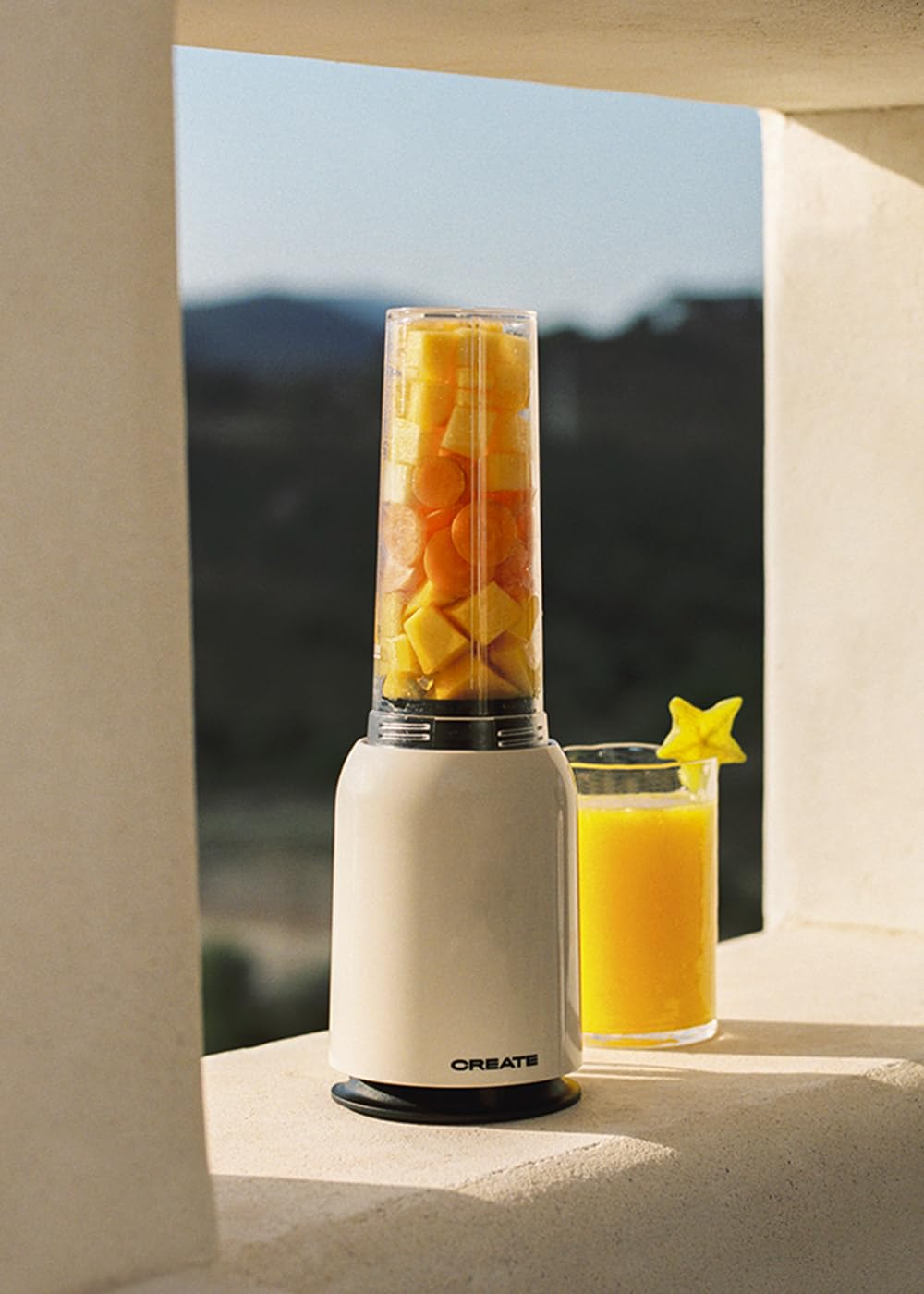 CREATE/MOI/Portable Blender with Removable Glass Jar - 400ml BPA-Free, Stainless Steel Blades, 230W - Perfect for Smoothies, Protein Shakes & Meal Prep On-The-Go