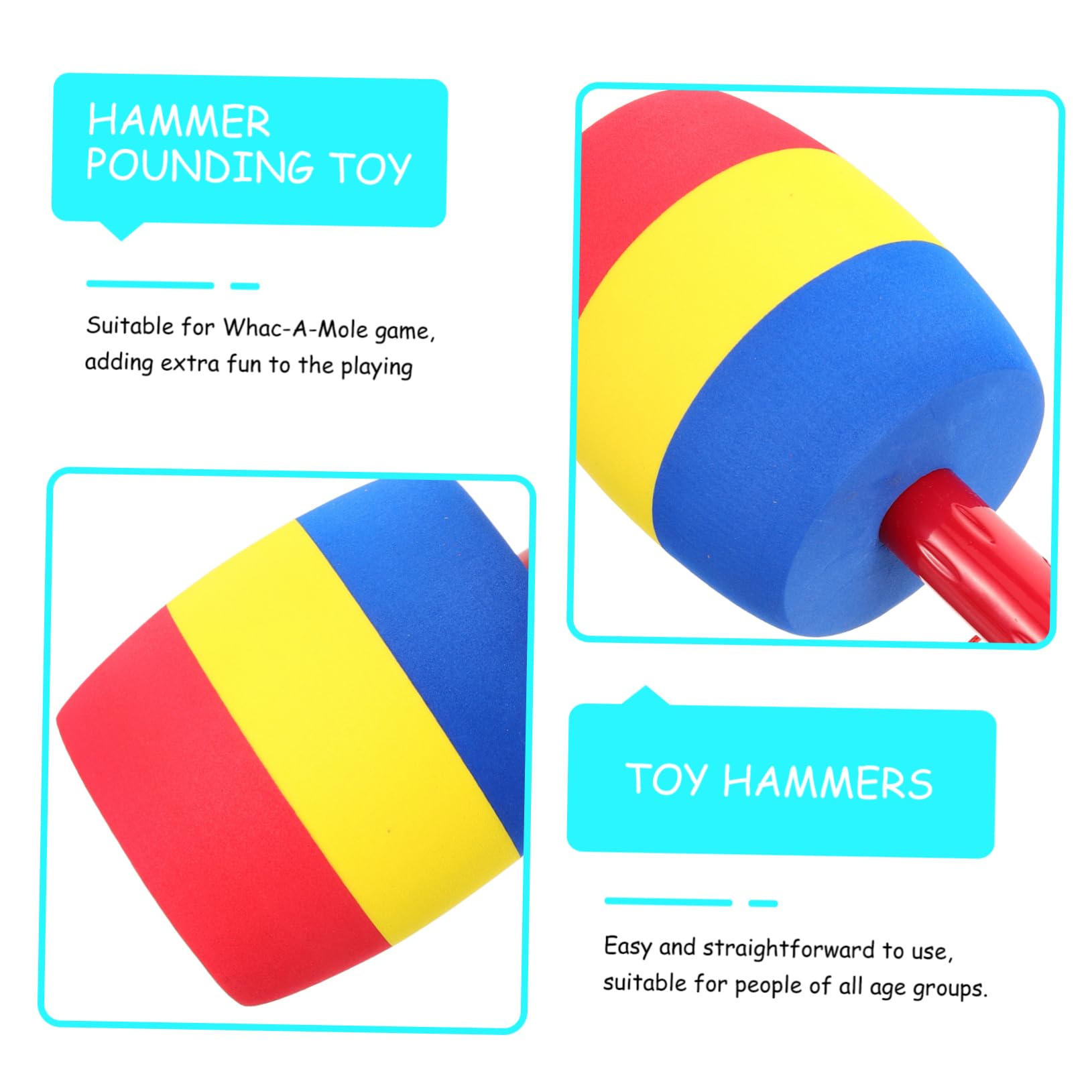 FOYTOKI 2 Pack DIY Kids Hammer Toy Set - Plastic Mallet for Toddlers Early Learning, Educational Toys for Boys & Girls - Fun Pounding Hammer Games for Indoor & Outdoor Play