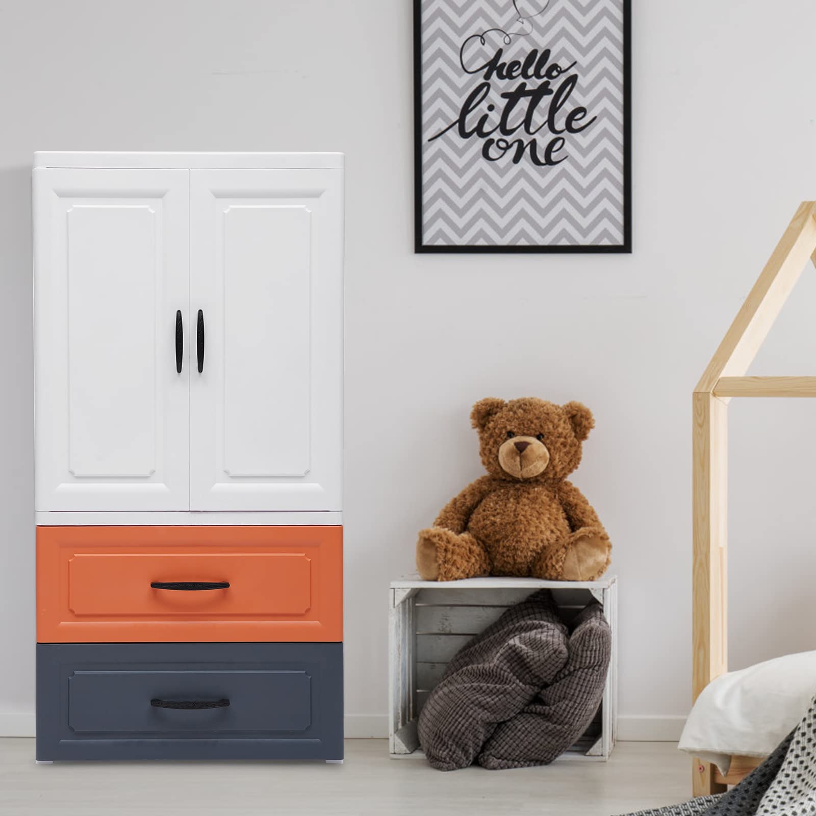 Eapmic 2-Drawer Plastic Storage Cabinet - Tall Standing Dresser for Bedroom, Closet & Nightstand (22.4 x 15.7 x 43.3 Inches) - Space-Saving Organizer for Clothes, Toys & Home Essentials - Available in 3 Colors