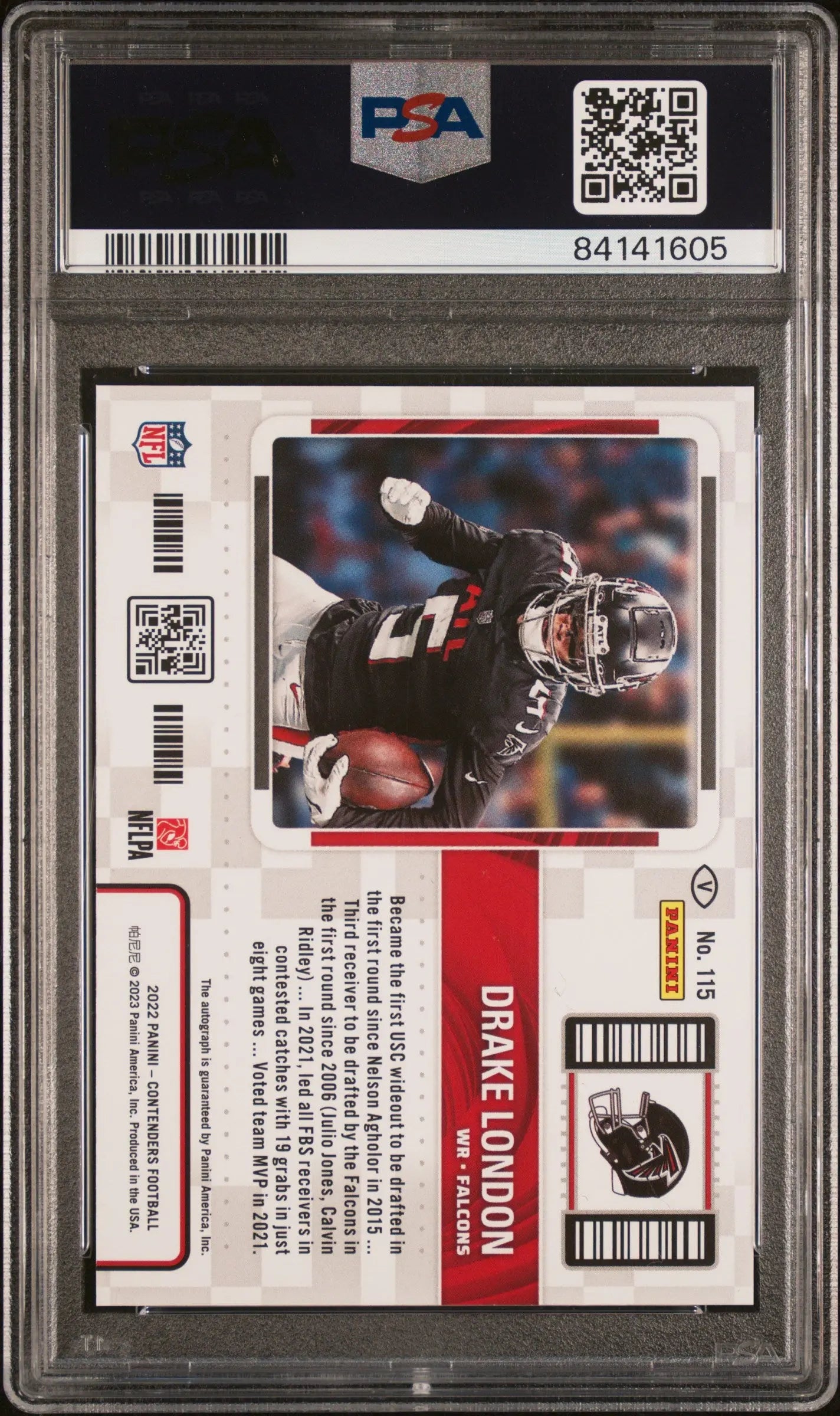 2022 Contenders Optic Drake London Rookie Card Cracked Ice Auto PSA 10/22 - Rare Football Collectible for Sports Memorabilia Fans & Investment