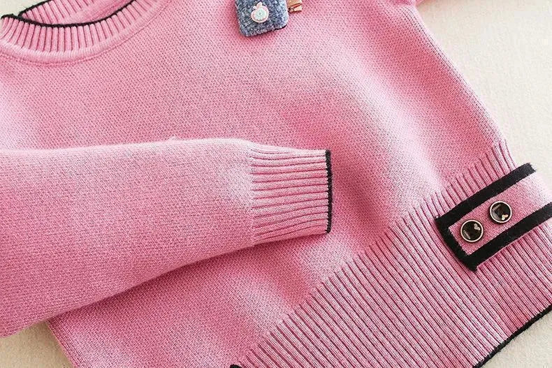 Girls Knitted Outfit Sets - Long Sleeve Kids Winter Clothes for School & Play | Cozy Toddler Sweater & Pants Combo