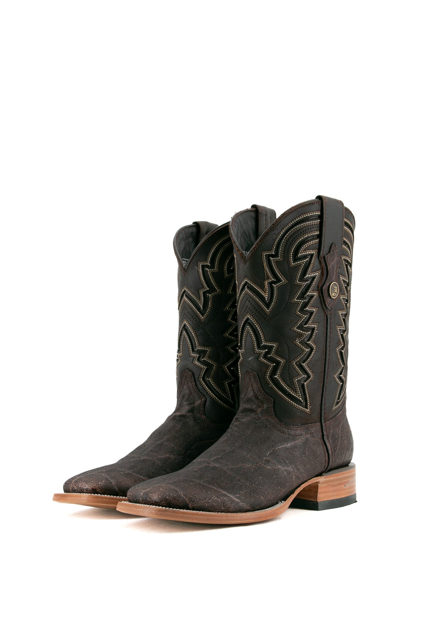Rock'em Elephant Square Toe Cowboy Boots for Men - Western Style Leather Riding Boots with Comfortable Cushion - Perfect for Rodeo, Country Music Festivals & Outdoor Adventures