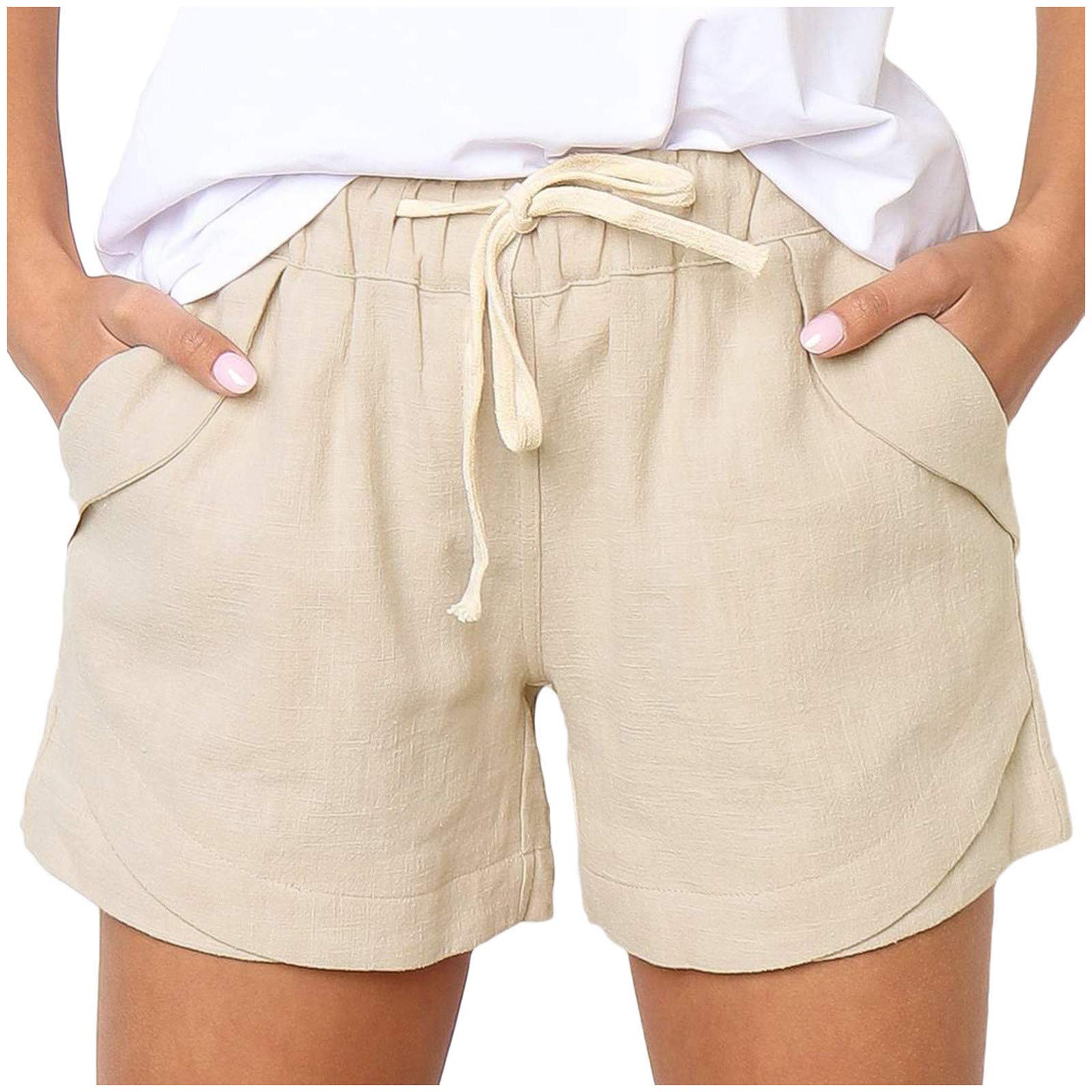 Women's Casual Shorts - Large Size Comfortable Elastic Waist Fashion Printed Pocket Shorts for Summer, Travel, and Everyday Wear