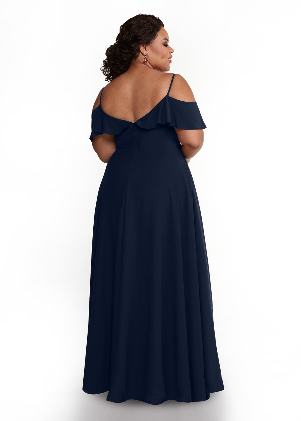 Elegant Off Shoulder Ruffled Chiffon Bridesmaid Dress - A-Line Flowy Design for Weddings, Parties & Special Occasions