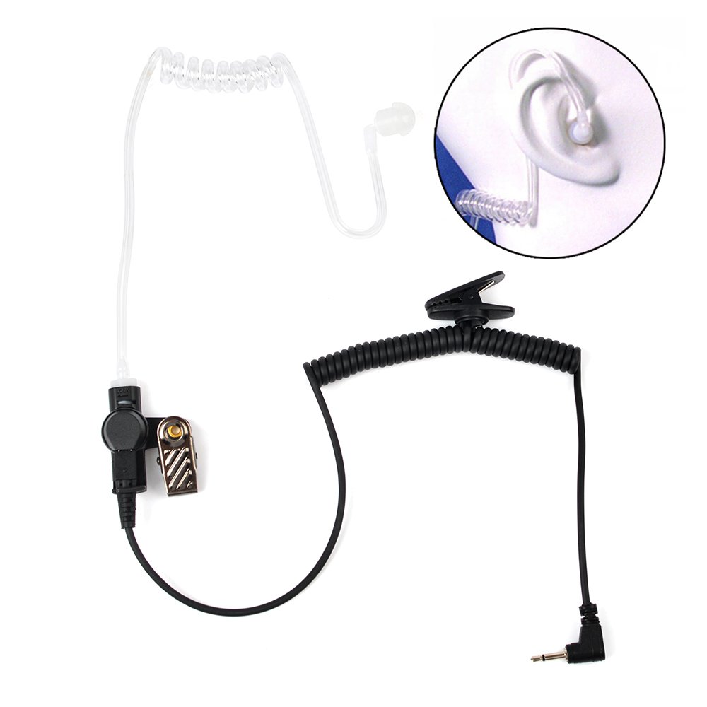 HYS 2.5mm Surveillance Earpiece - Covert Acoustic Coil Tube Headset for Walkie Talkies, Ham Radios & Communication Devices (5 Pack with S/M/L Earmolds) - Ideal for Security, Law Enforcement & Discreet Monitoring